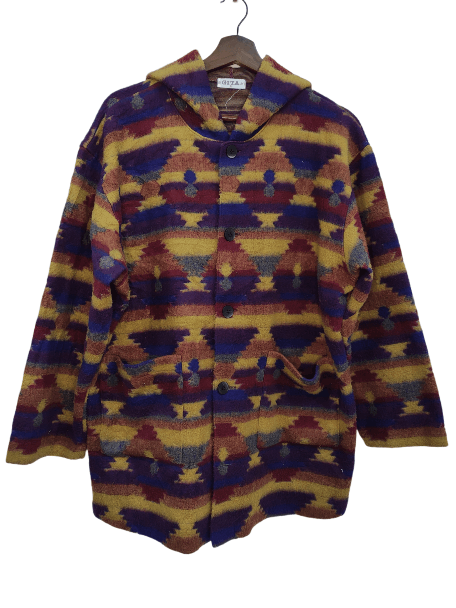 Japanese Brand × Native × Vintage Vintage Western Style Aztec Print Hoodie Button Jacket Size US L / EU 52-54 / 3 - 1 Thumbnail
