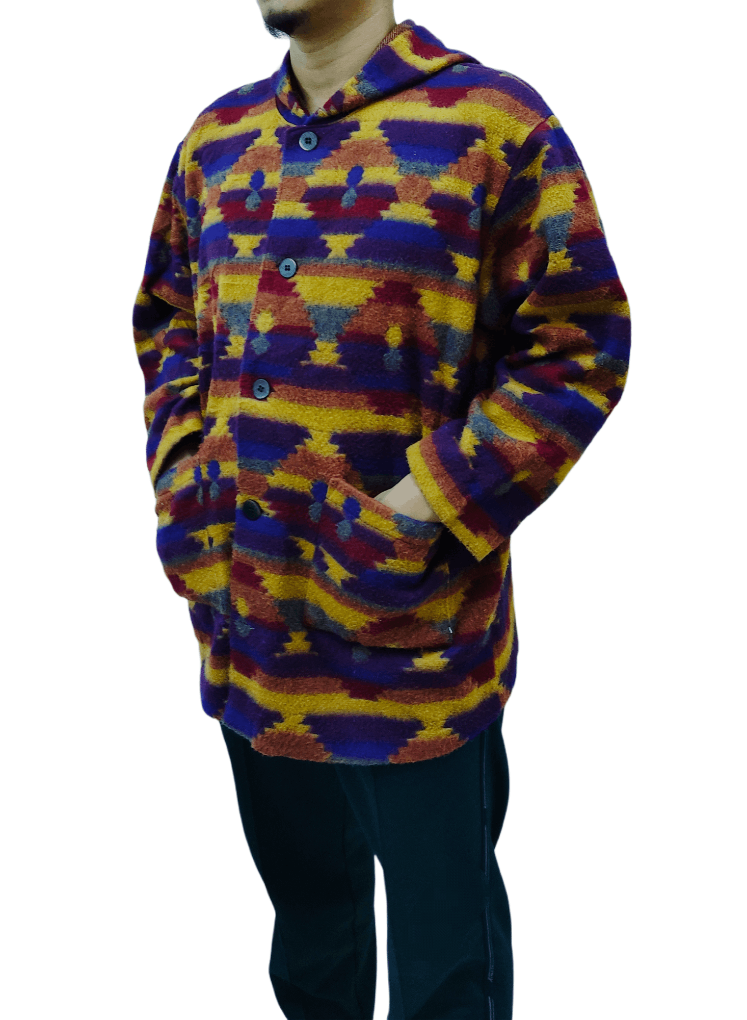 Japanese Brand × Native × Vintage Vintage Western Style Aztec Print Hoodie Button Jacket Size US L / EU 52-54 / 3 - 5 Thumbnail