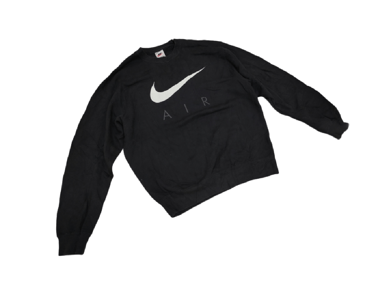 image of 90's Nike Air Sweatshirt Swoosh Big Logo in Black, Men's (Size Large)