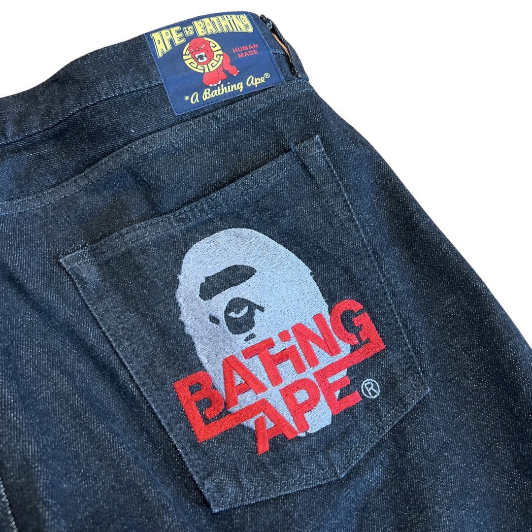 image of Bape Vintage Head Logo Jeans in Black, Men's (Size 36)