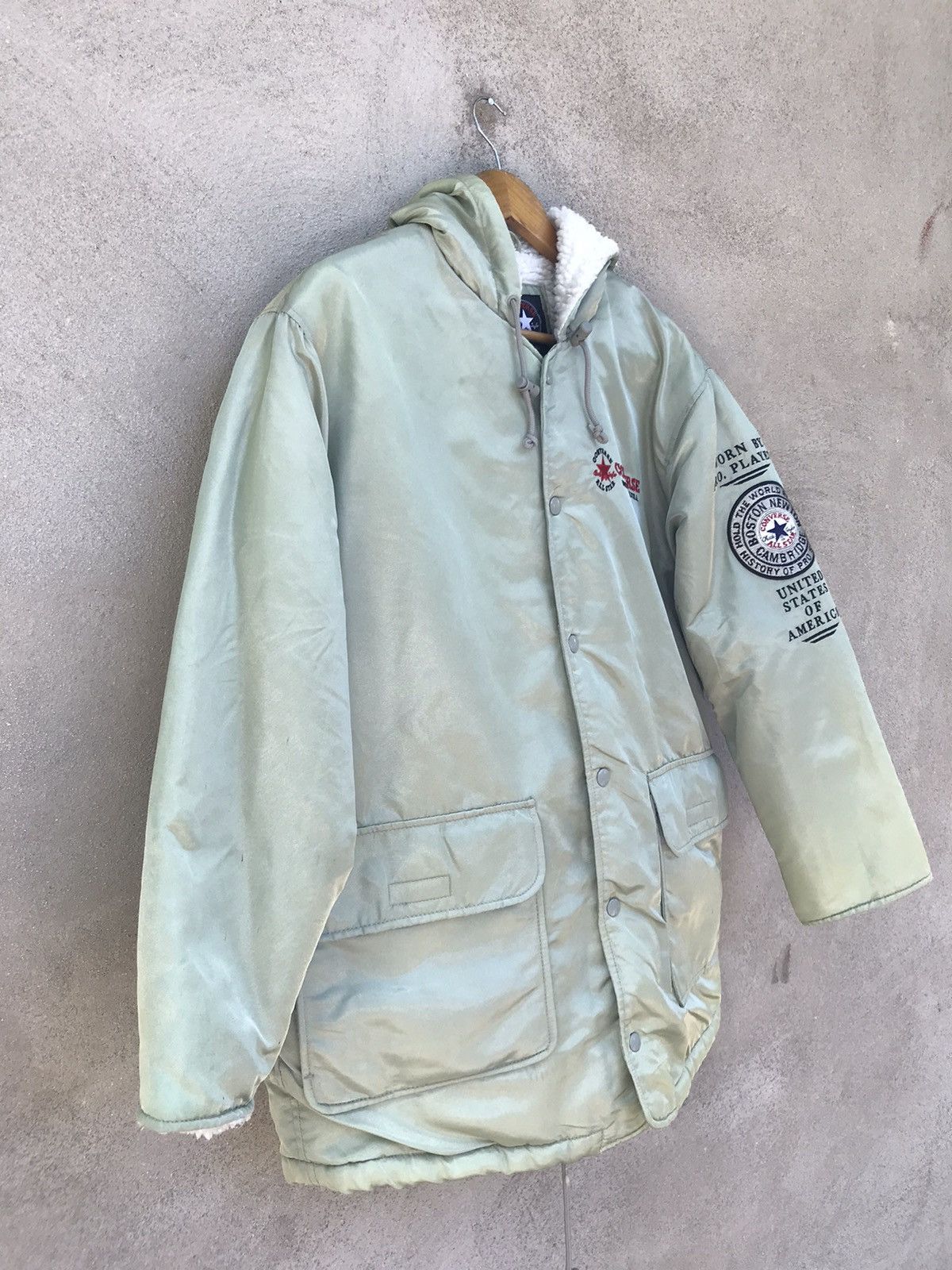 Converse × Other RARE VINTAGE Y2K CONVERSE BOSTON SPELLOUT SHERPA JACKET Size US L / EU 52-54 / 3 - 7 Thumbnail