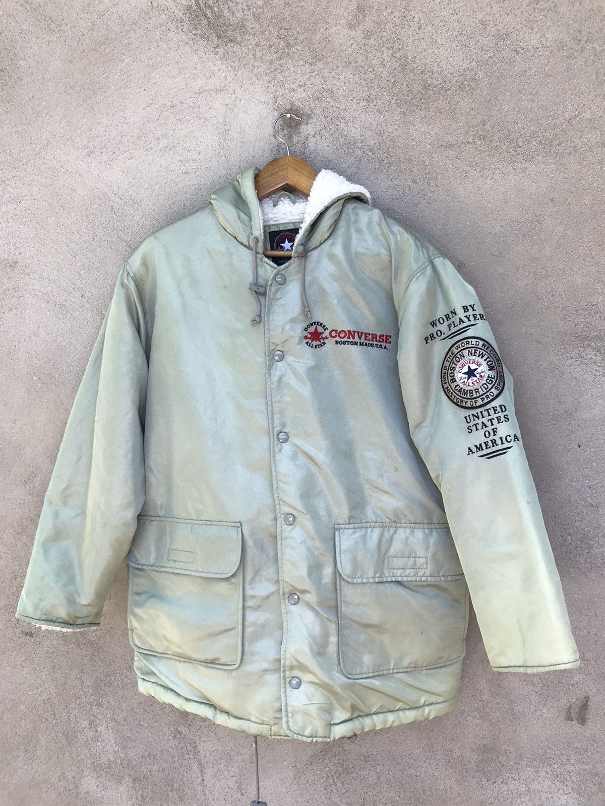 Converse × Other RARE VINTAGE Y2K CONVERSE BOSTON SPELLOUT SHERPA JACKET Size US L / EU 52-54 / 3 - 8 Thumbnail