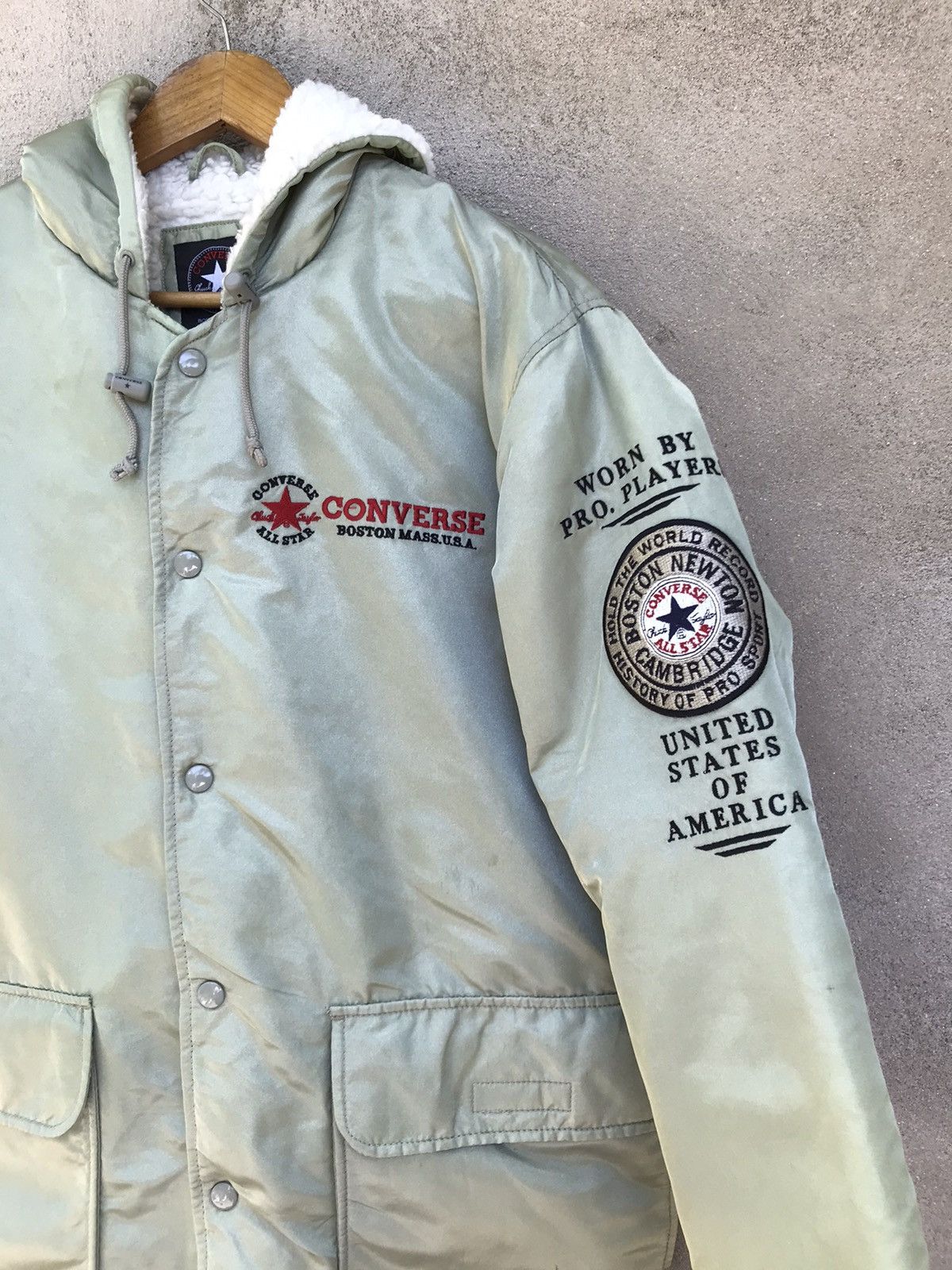 Converse × Other RARE VINTAGE Y2K CONVERSE BOSTON SPELLOUT SHERPA JACKET Size US L / EU 52-54 / 3 - 9 Thumbnail