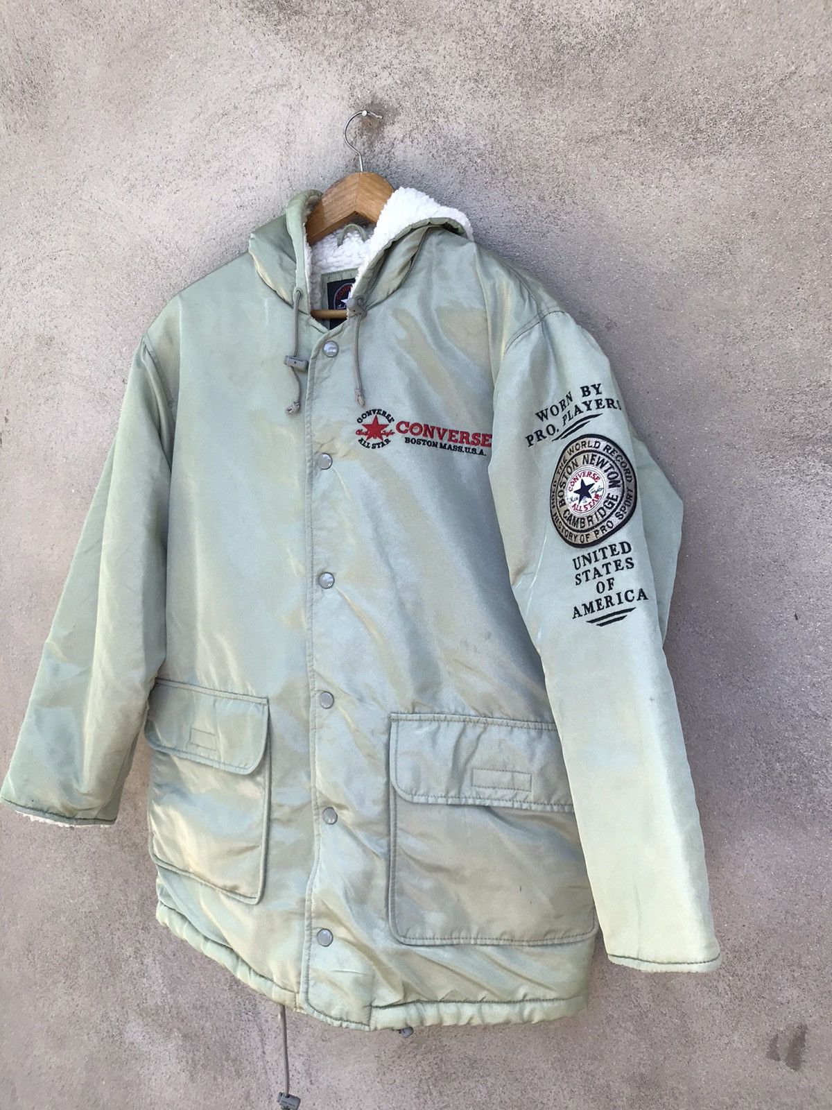Converse × Other RARE VINTAGE Y2K CONVERSE BOSTON SPELLOUT SHERPA JACKET Size US L / EU 52-54 / 3 - 6 Thumbnail