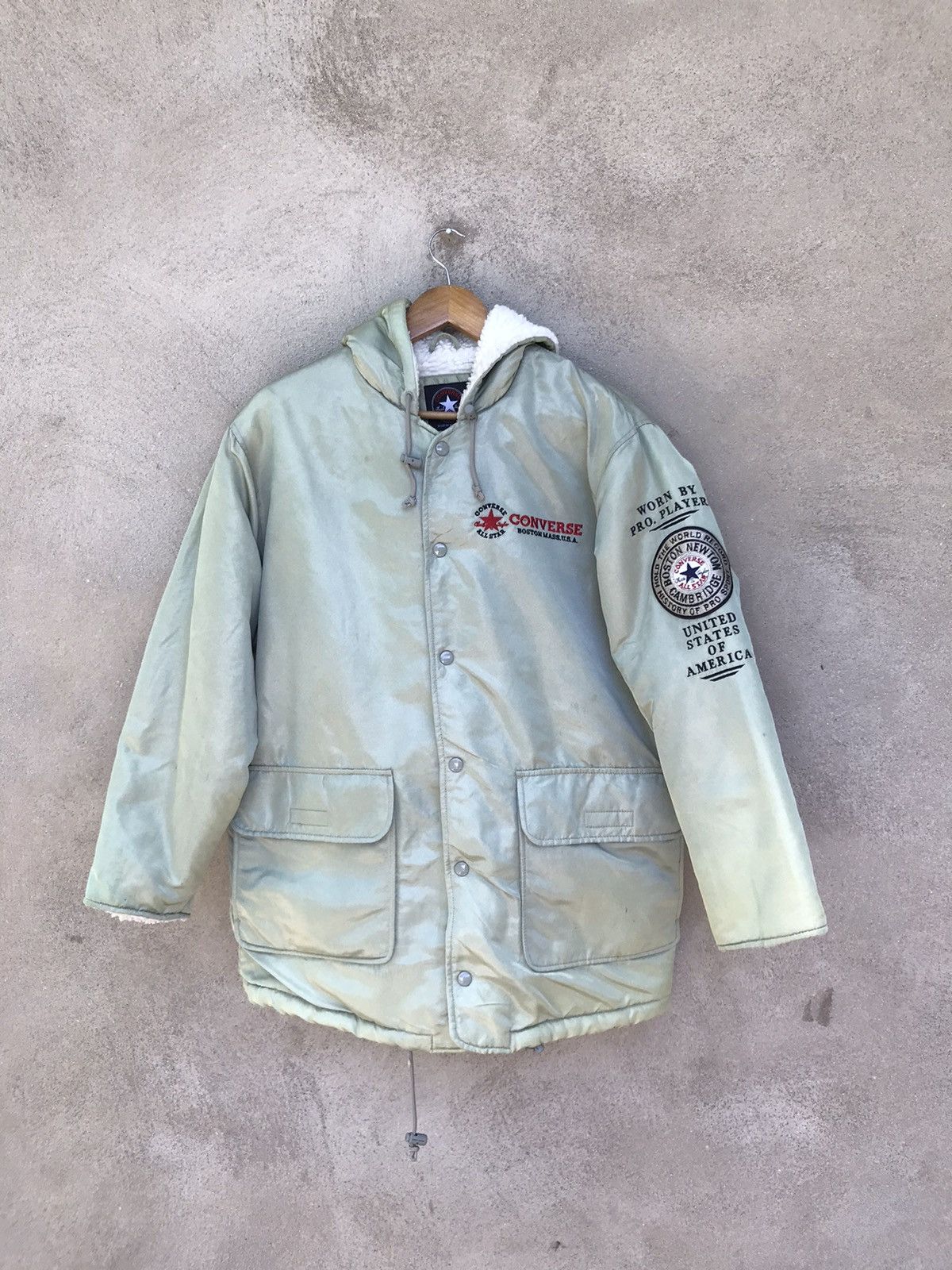 Converse × Other RARE VINTAGE Y2K CONVERSE BOSTON SPELLOUT SHERPA JACKET Size US L / EU 52-54 / 3 - 3 Thumbnail