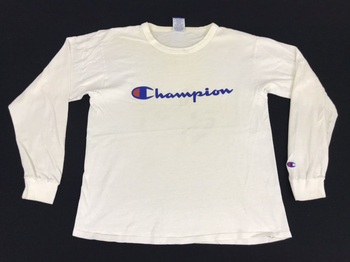 Champion 90s Champion Usa Big Logo Spell Out Long Sleeve Tee Size M / US 6-8 / IT 42-44 - 1 Thumbnail