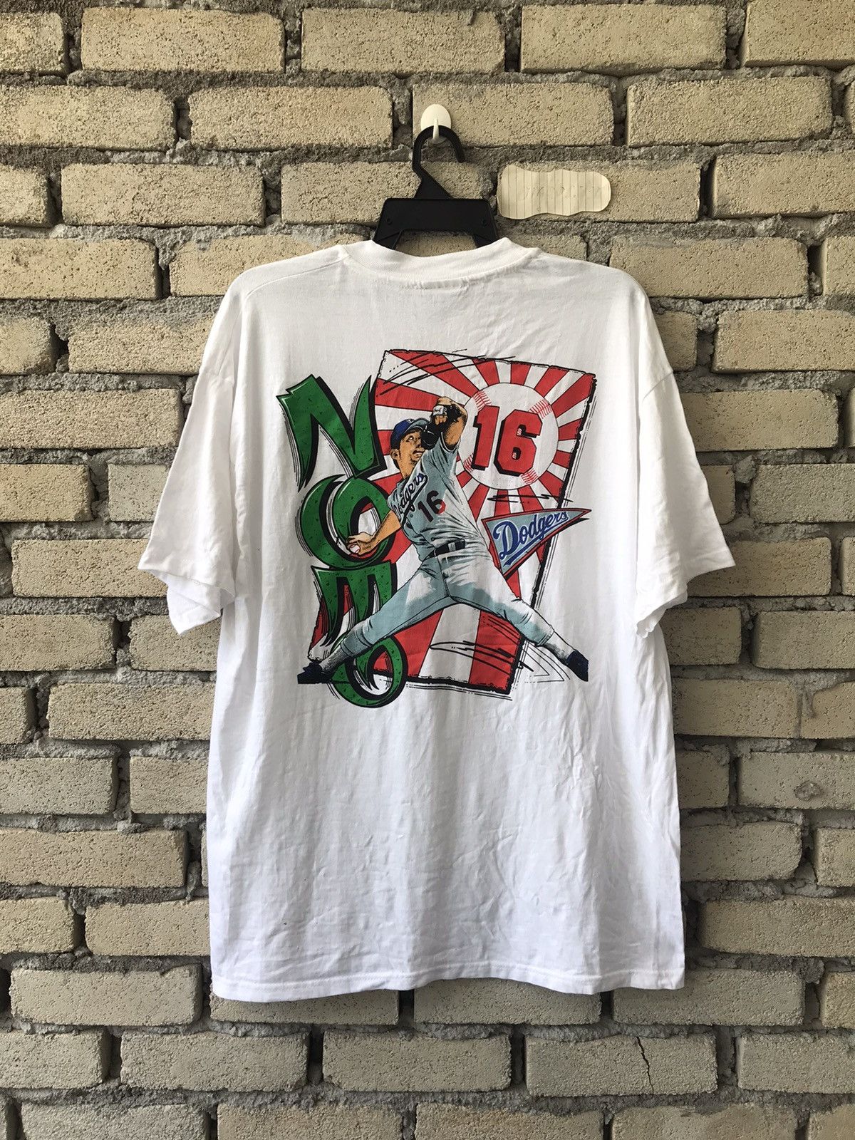 MLB × Vintage Vtg Baseball Dodgers 16 Hideo Nomo Legendary Big Printed Size US XL / EU 56 / 4 - 1 Thumbnail