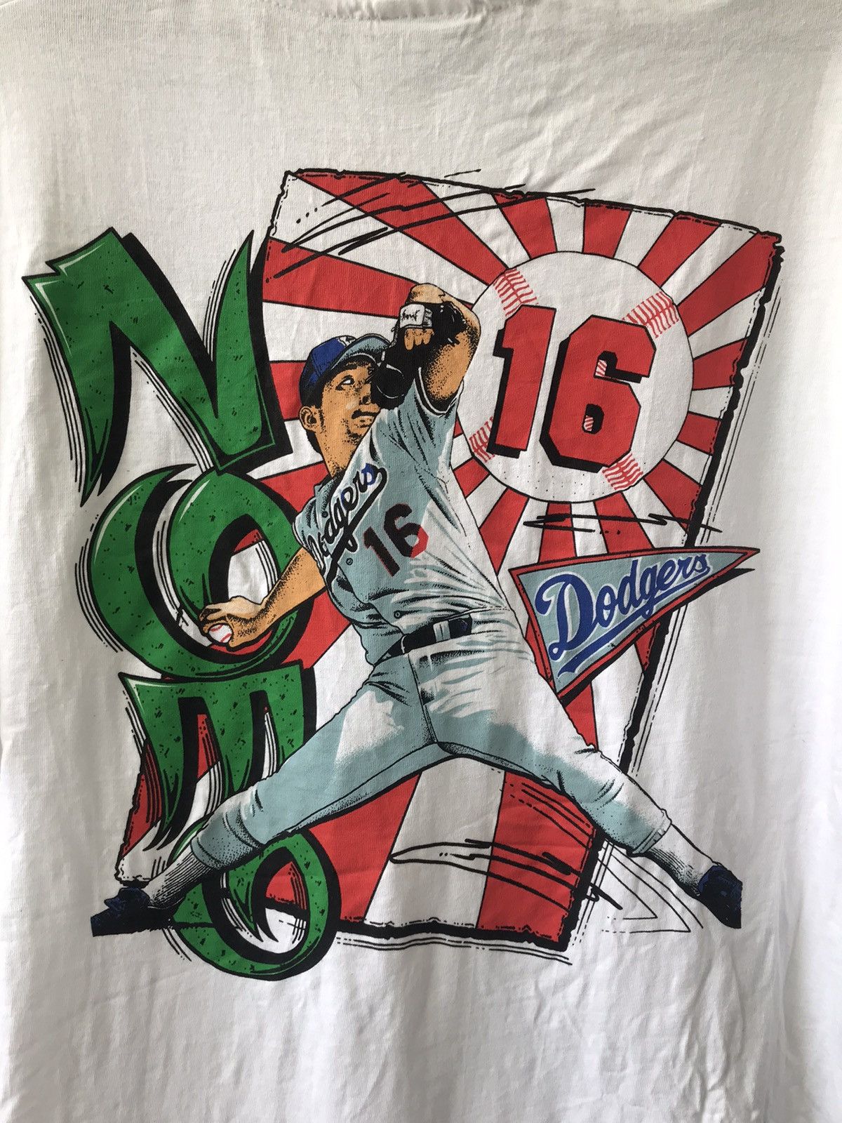 MLB × Vintage Vtg Baseball Dodgers 16 Hideo Nomo Legendary Big Printed Size US XL / EU 56 / 4 - 5 Thumbnail