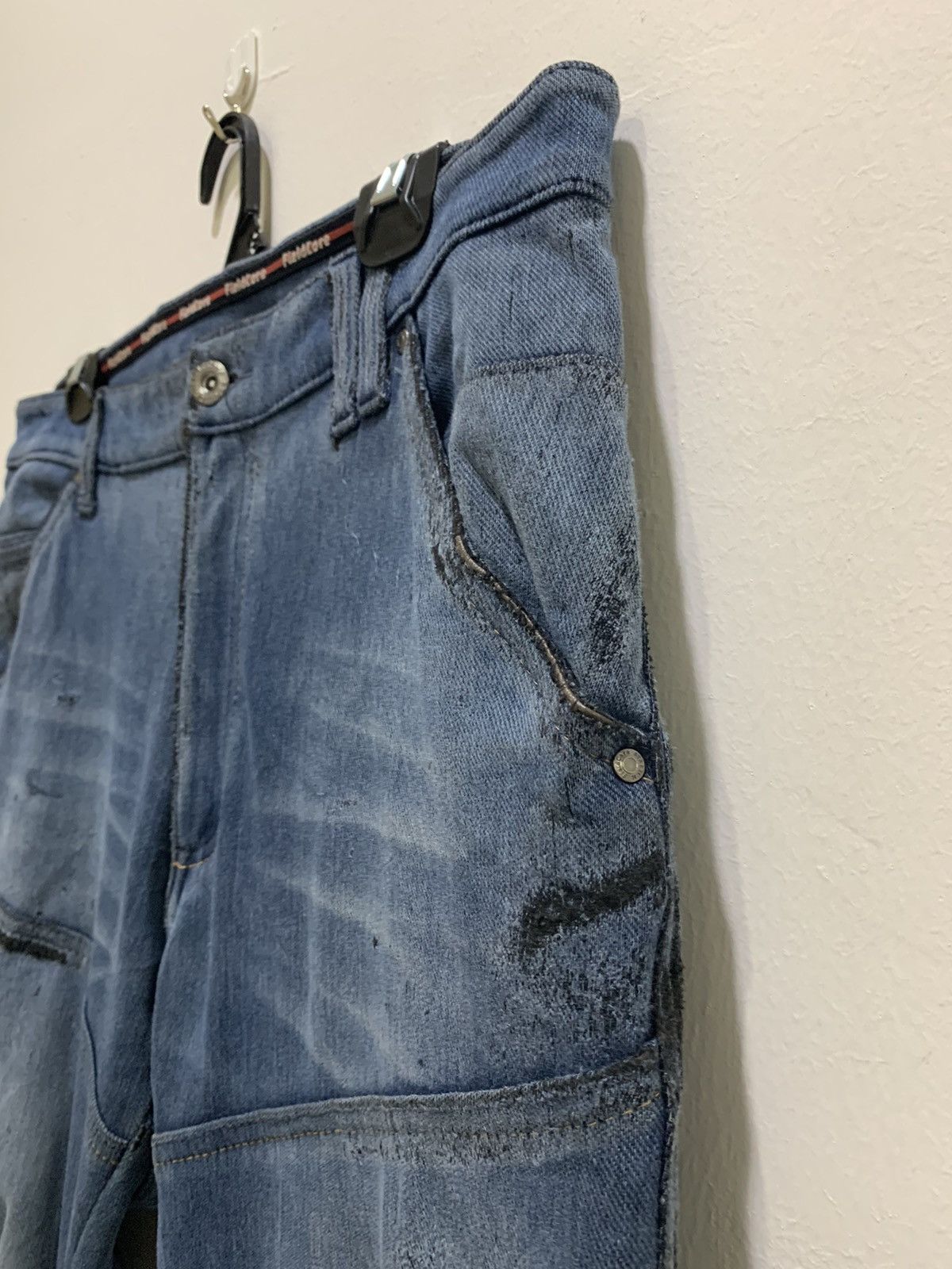 Japanese Brand FIELDCORE Curve Leg 7Pocket Distressed Denim Jean CargoPant Size US 34 / EU 50 - 9 Thumbnail