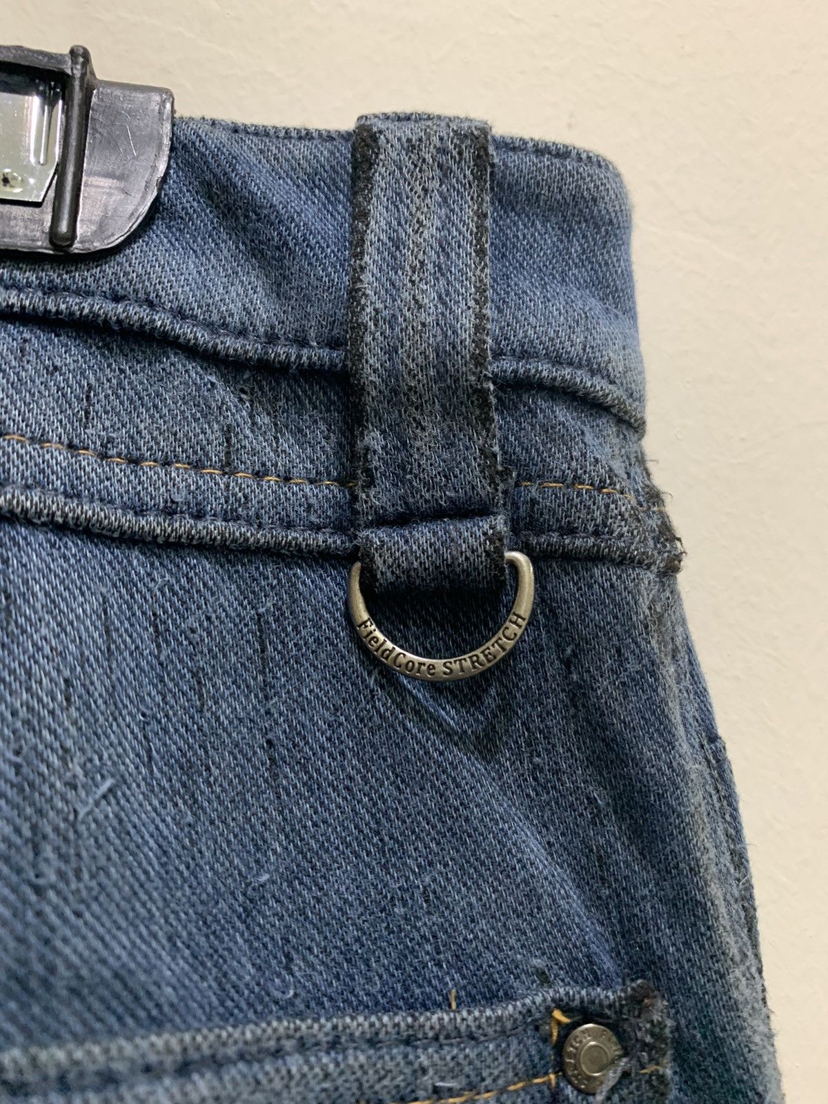 Japanese Brand FIELDCORE Curve Leg 7Pocket Distressed Denim Jean CargoPant Size US 34 / EU 50 - 14 Thumbnail