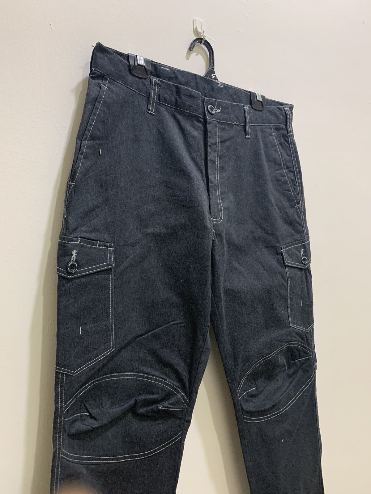 Japanese Brand × Paper Denim & Cloth 96 CLOTH Double Knee Laced Stitch Multipocket Cargo Pant Size US 35 - 6 Thumbnail