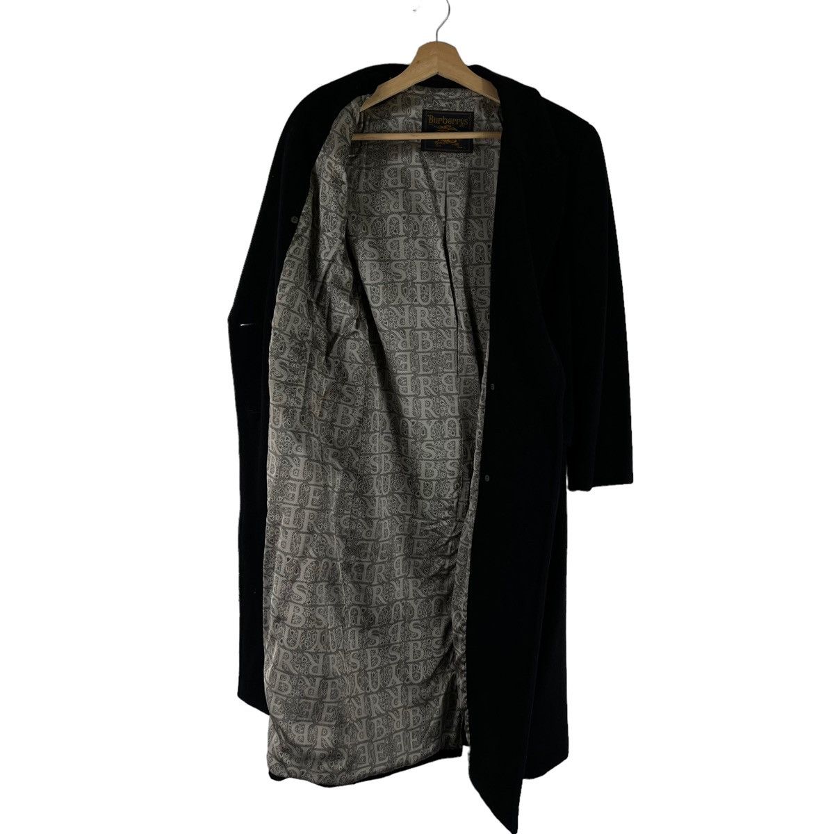 Burberry 🔥RICH BLACK - FLY COATS HERRINGBONE WOOL LONG JACKET Size US M / EU 48-50 / 2 - 10 Thumbnail