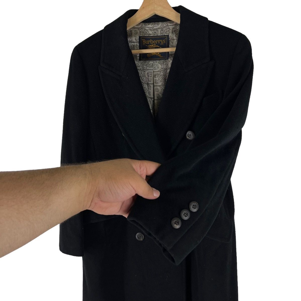 Burberry 🔥RICH BLACK - FLY COATS HERRINGBONE WOOL LONG JACKET Size US M / EU 48-50 / 2 - 7 Thumbnail