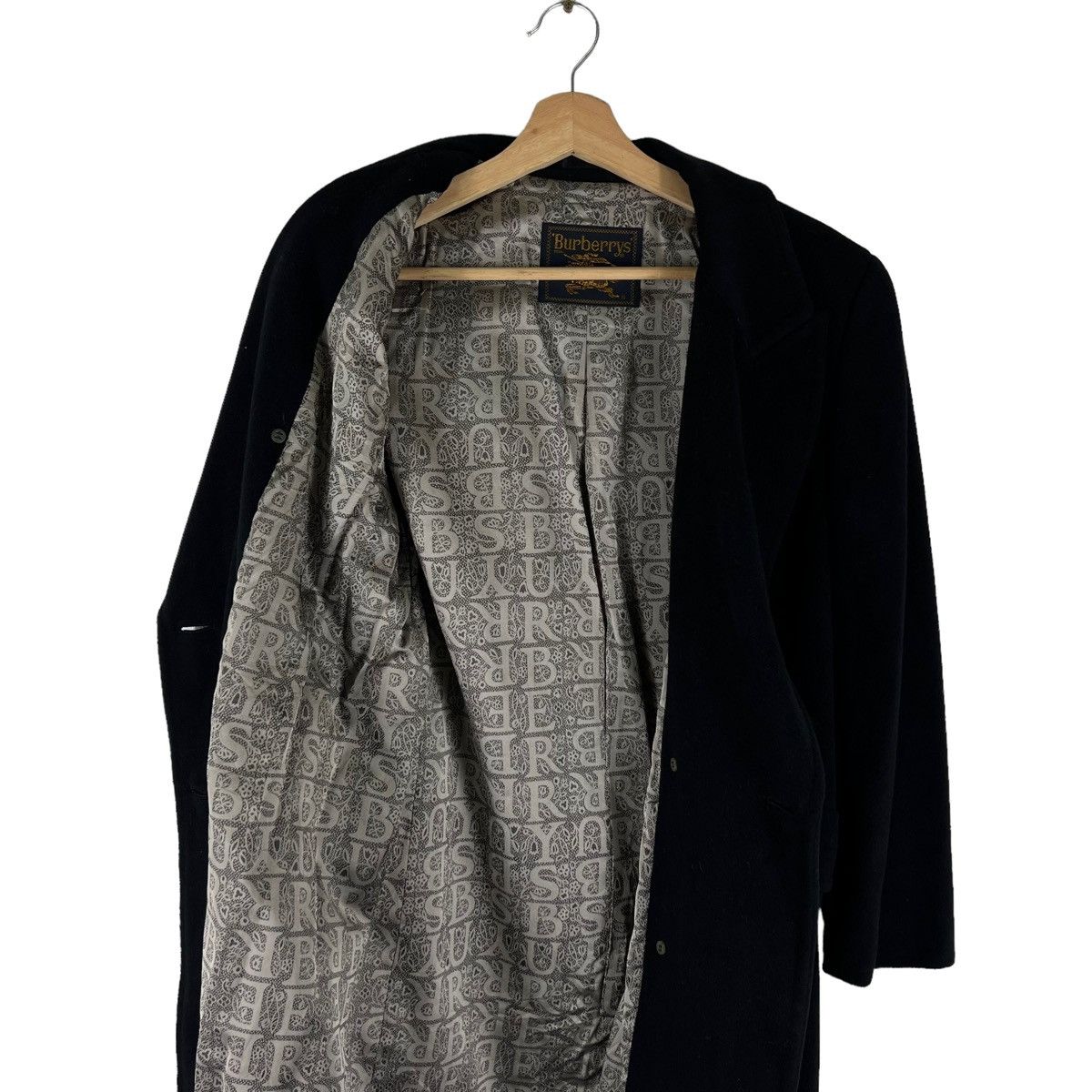 Burberry 🔥RICH BLACK - FLY COATS HERRINGBONE WOOL LONG JACKET Size US M / EU 48-50 / 2 - 11 Thumbnail