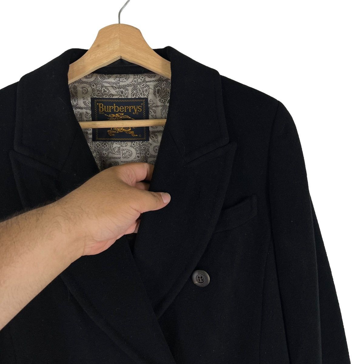 Burberry 🔥RICH BLACK - FLY COATS HERRINGBONE WOOL LONG JACKET Size US M / EU 48-50 / 2 - 6 Thumbnail