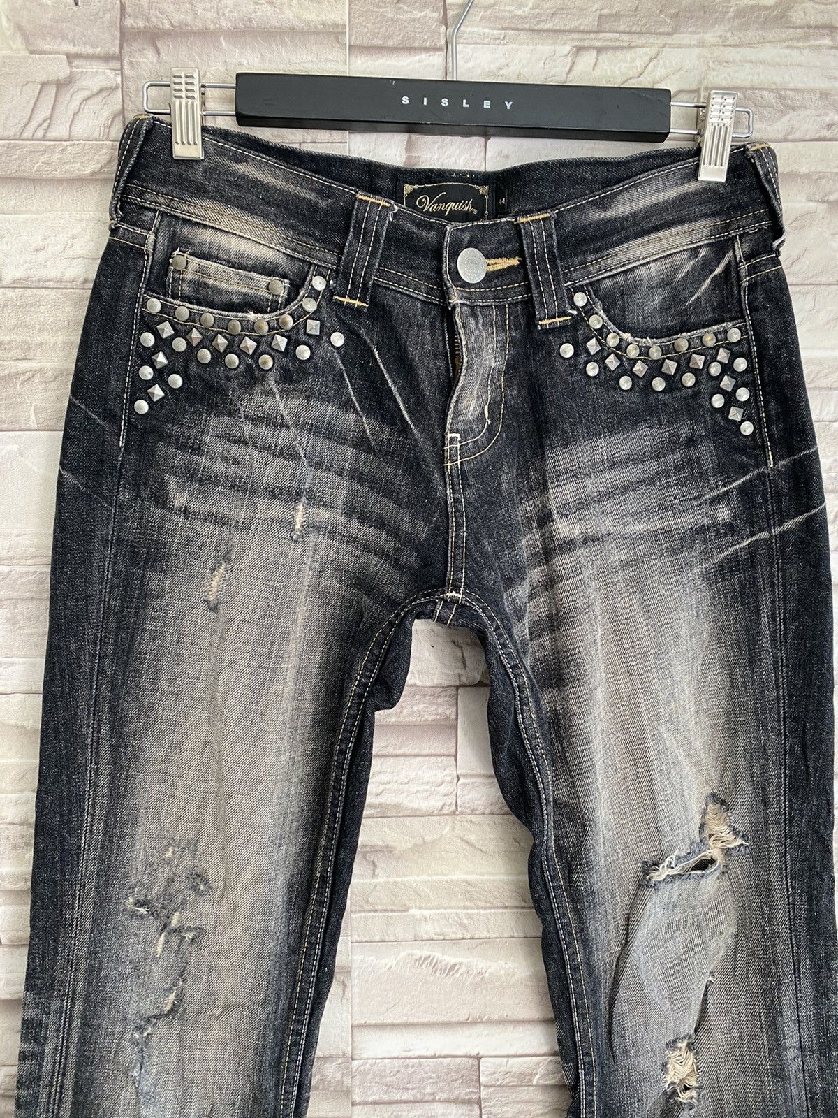 Vanquish Vanquish Studded Distressed Denim Flare Jeans LGB Size US 30 / EU 46 - 5 Thumbnail
