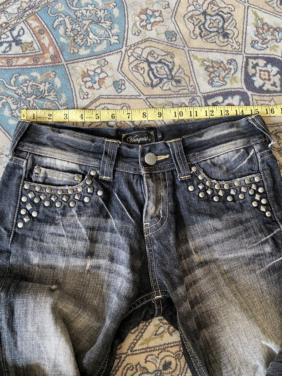 Vanquish Vanquish Studded Distressed Denim Flare Jeans LGB Size US 30 / EU 46 - 16 Thumbnail
