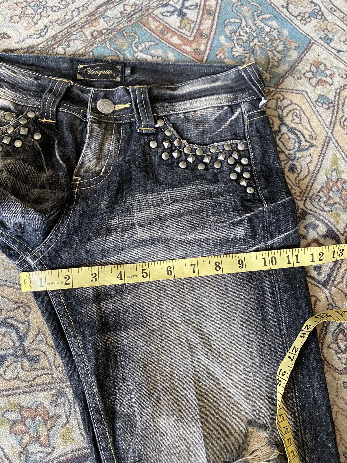 Vanquish Vanquish Studded Distressed Denim Flare Jeans LGB Size US 30 / EU 46 - 19 Thumbnail