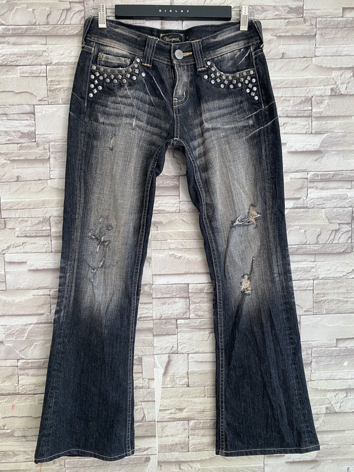 Vanquish Vanquish Studded Distressed Denim Flare Jeans LGB Size US 30 / EU 46 - 4 Thumbnail