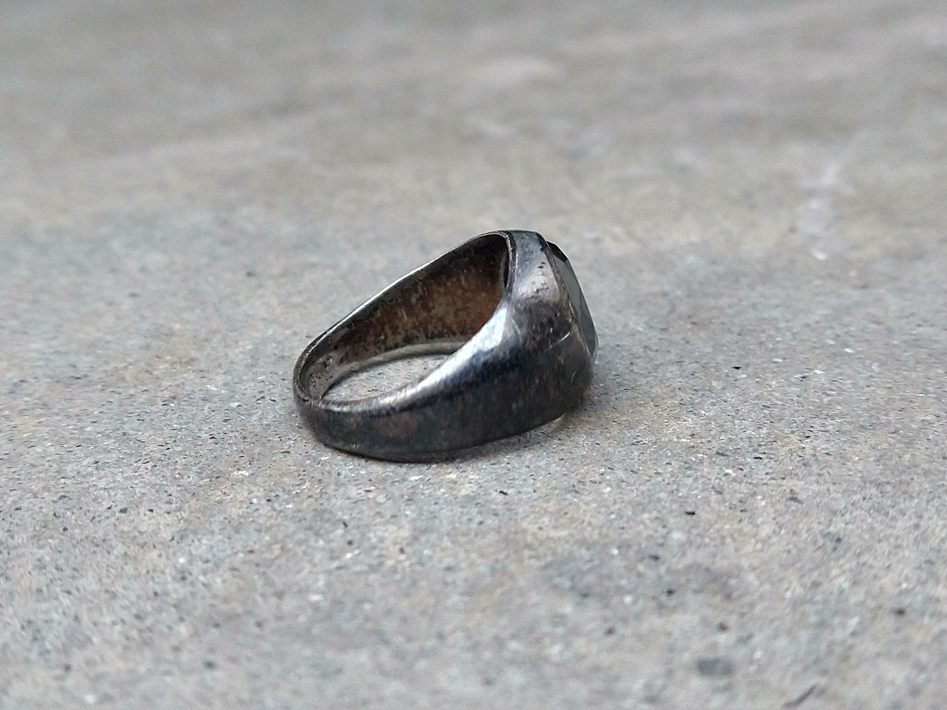 Other Vintage Sterling Silver Ring Size 9.5 Hematite Round Faceted Size ONE SIZE - 5 Thumbnail