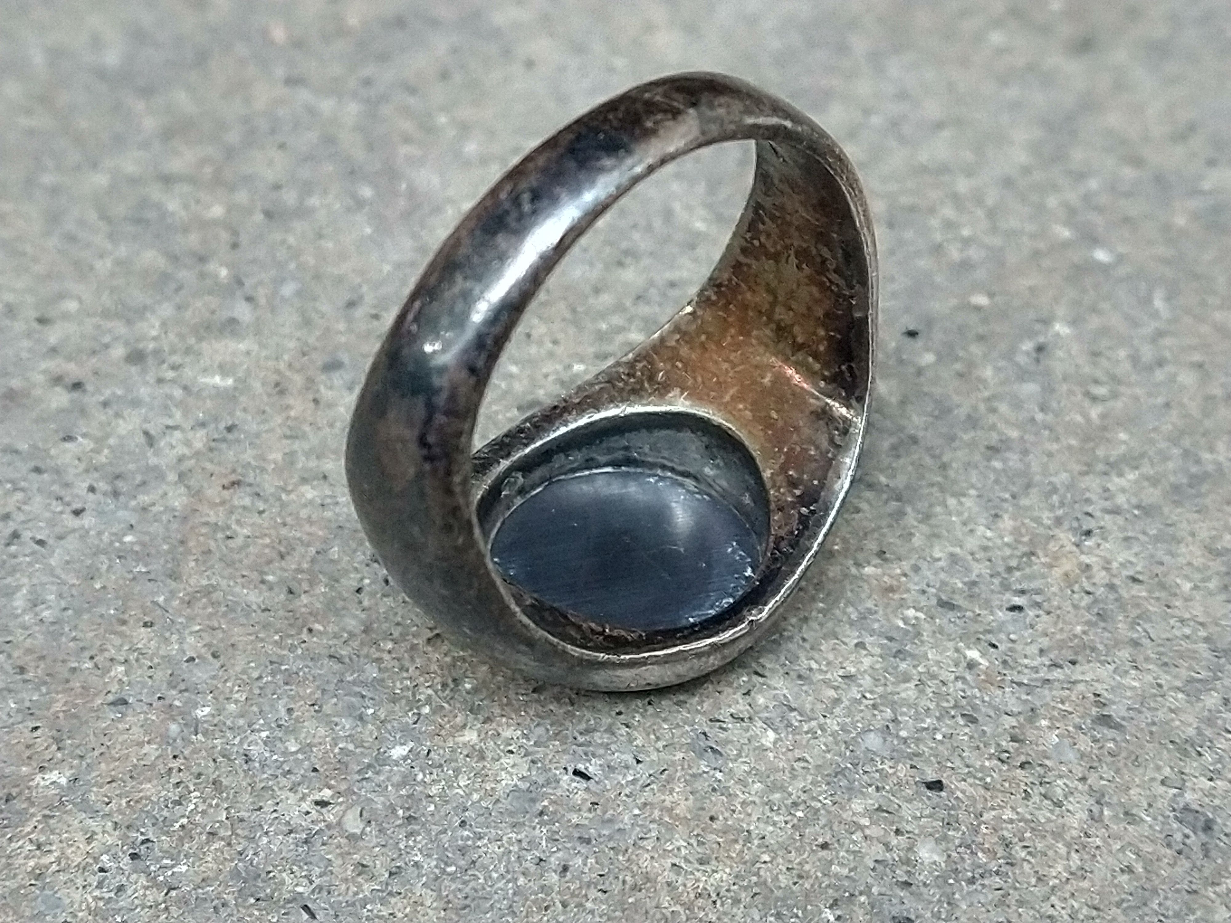 Other Vintage Sterling Silver Ring Size 9.5 Hematite Round Faceted Size ONE SIZE - 11 Thumbnail