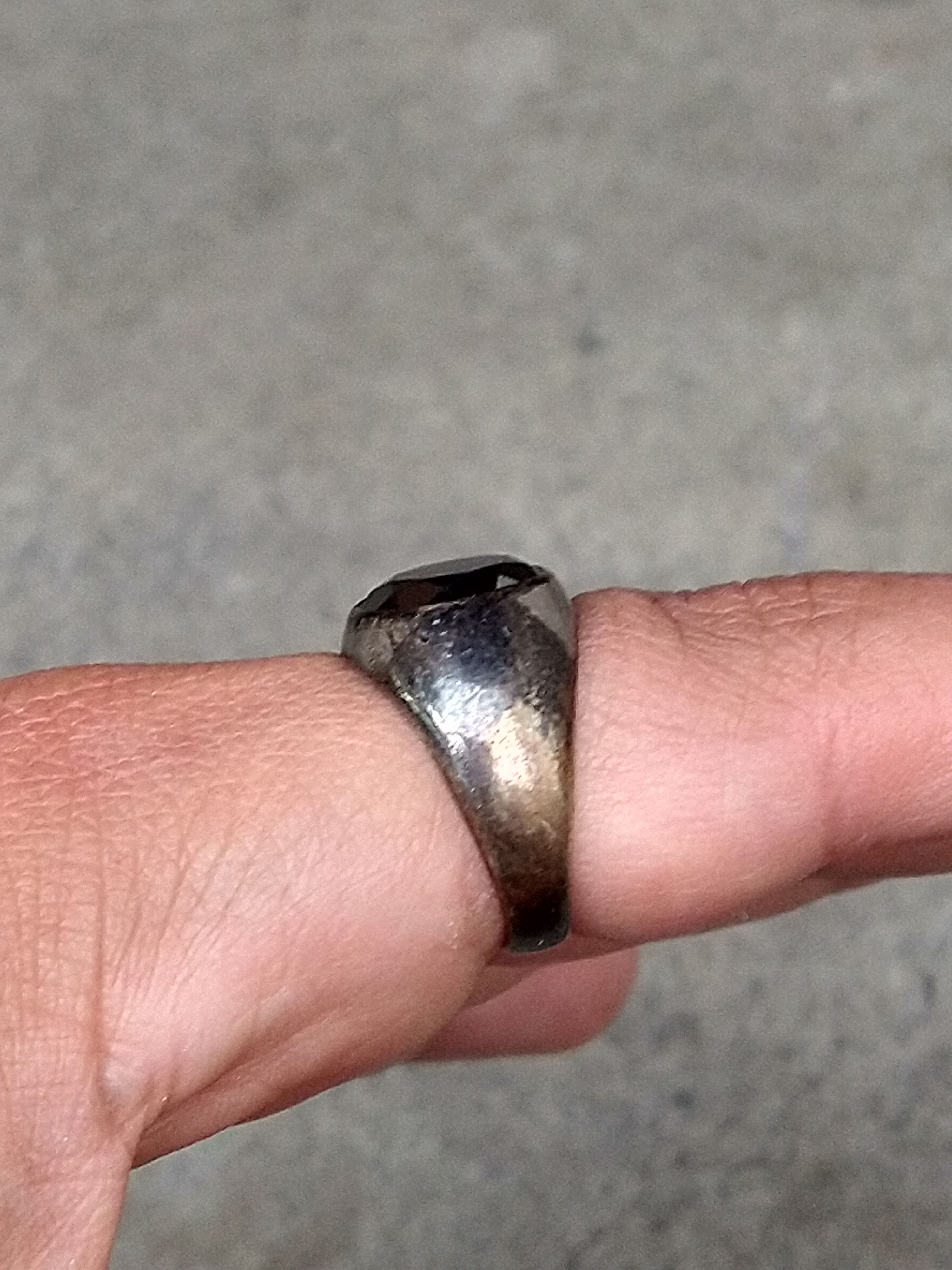 Other Vintage Sterling Silver Ring Size 9.5 Hematite Round Faceted Size ONE SIZE - 15 Thumbnail