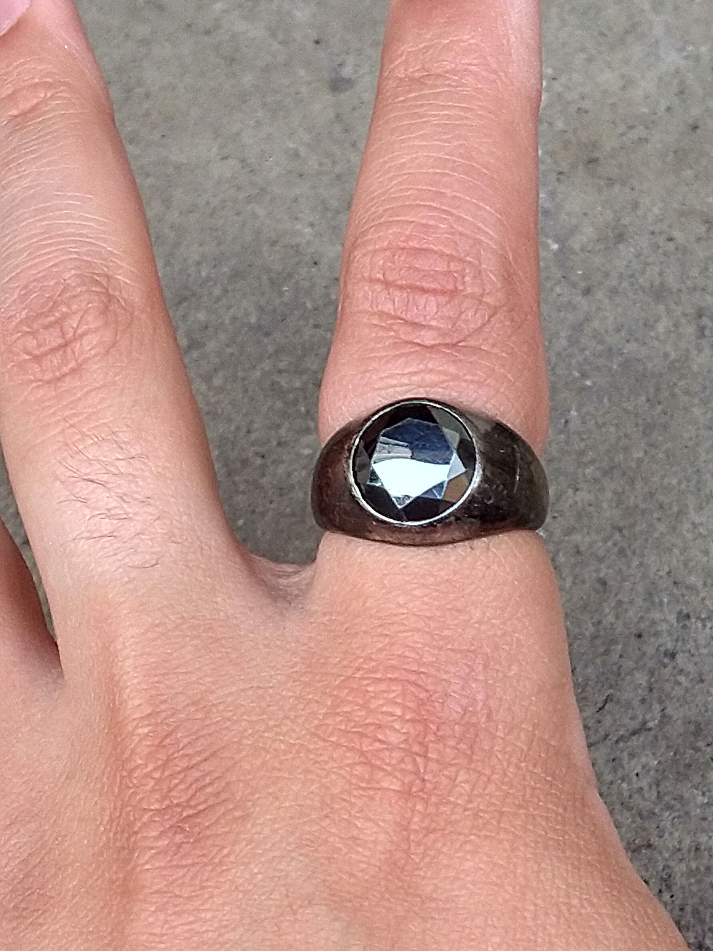 Other Vintage Sterling Silver Ring Size 9.5 Hematite Round Faceted Size ONE SIZE - 14 Thumbnail