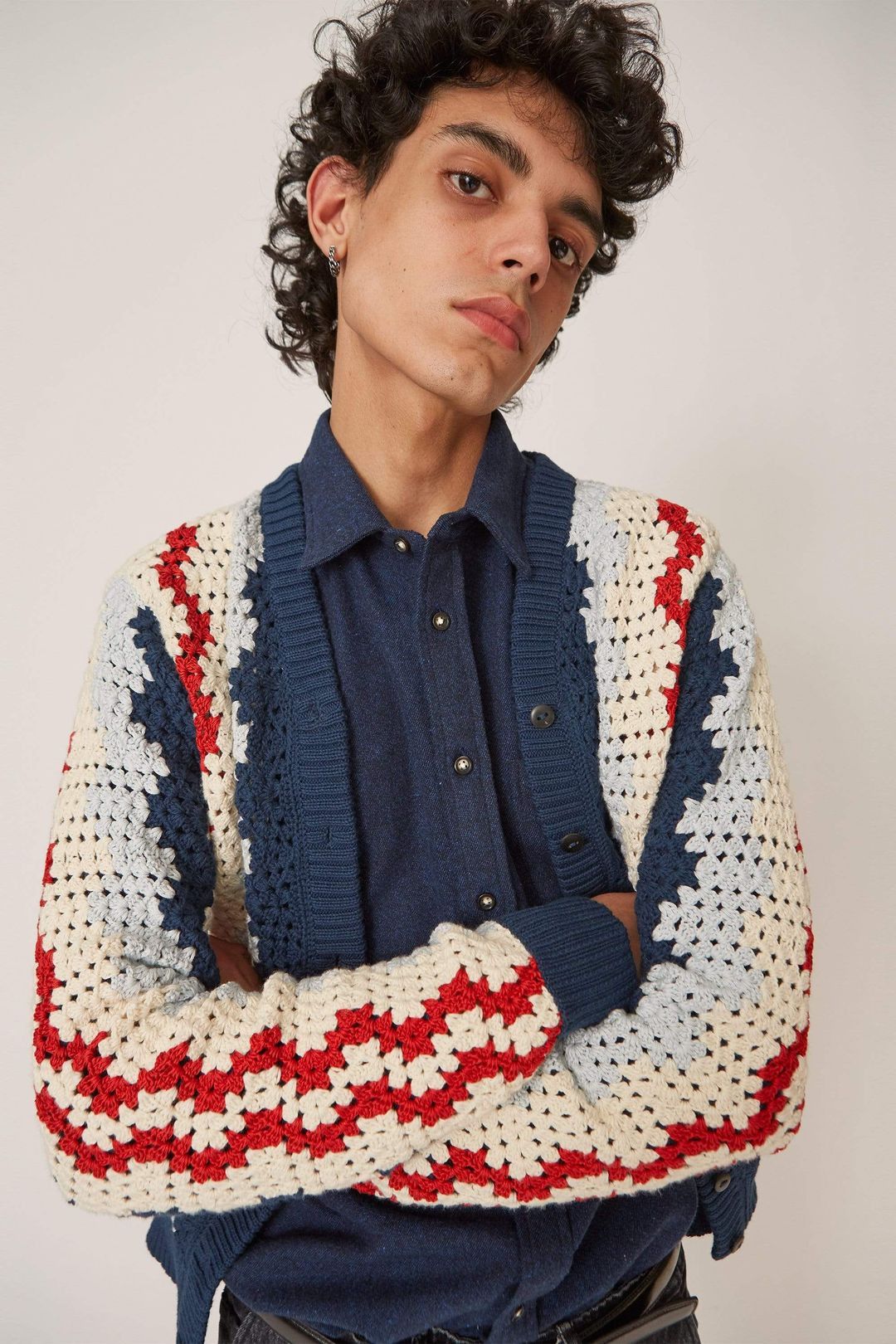 Corridor Handknit Grandpa Crochet Cardigan Size US XL / EU 56 / 4 - 8 Thumbnail