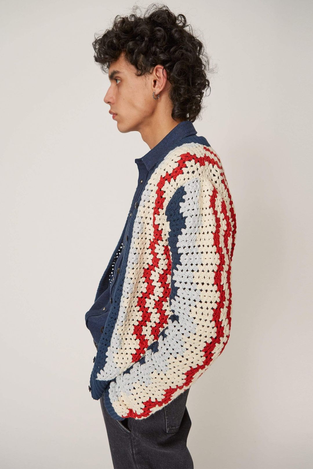Corridor Handknit Grandpa Crochet Cardigan Size US XL / EU 56 / 4 - 6 Thumbnail