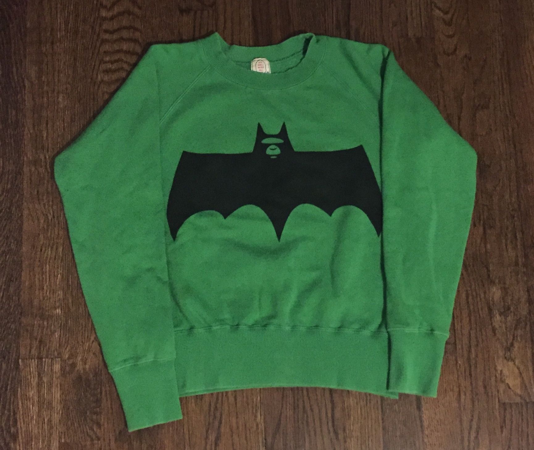 image of Bape Batman Crew Neck Sweatshirt in Green, Women's (Size XS)