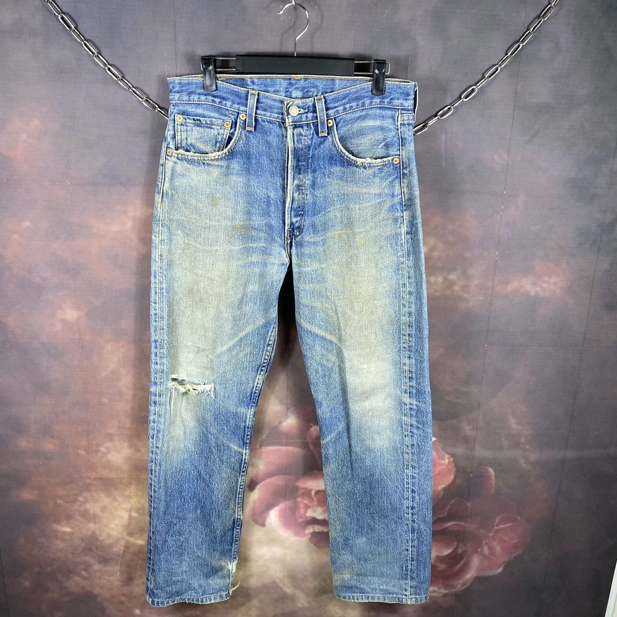 Jean × Levi's × Vintage Vintage Levis 501 Light Washed Distressed Jeans Size US 31 - 1 Thumbnail