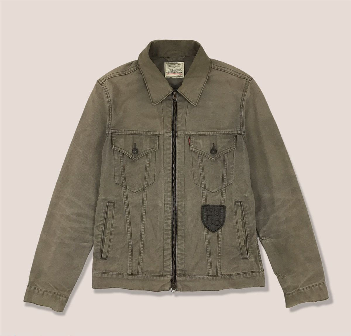 image of Vintage Levi’S Distressed Denim Jacket in Grey, Men's (Size Large)