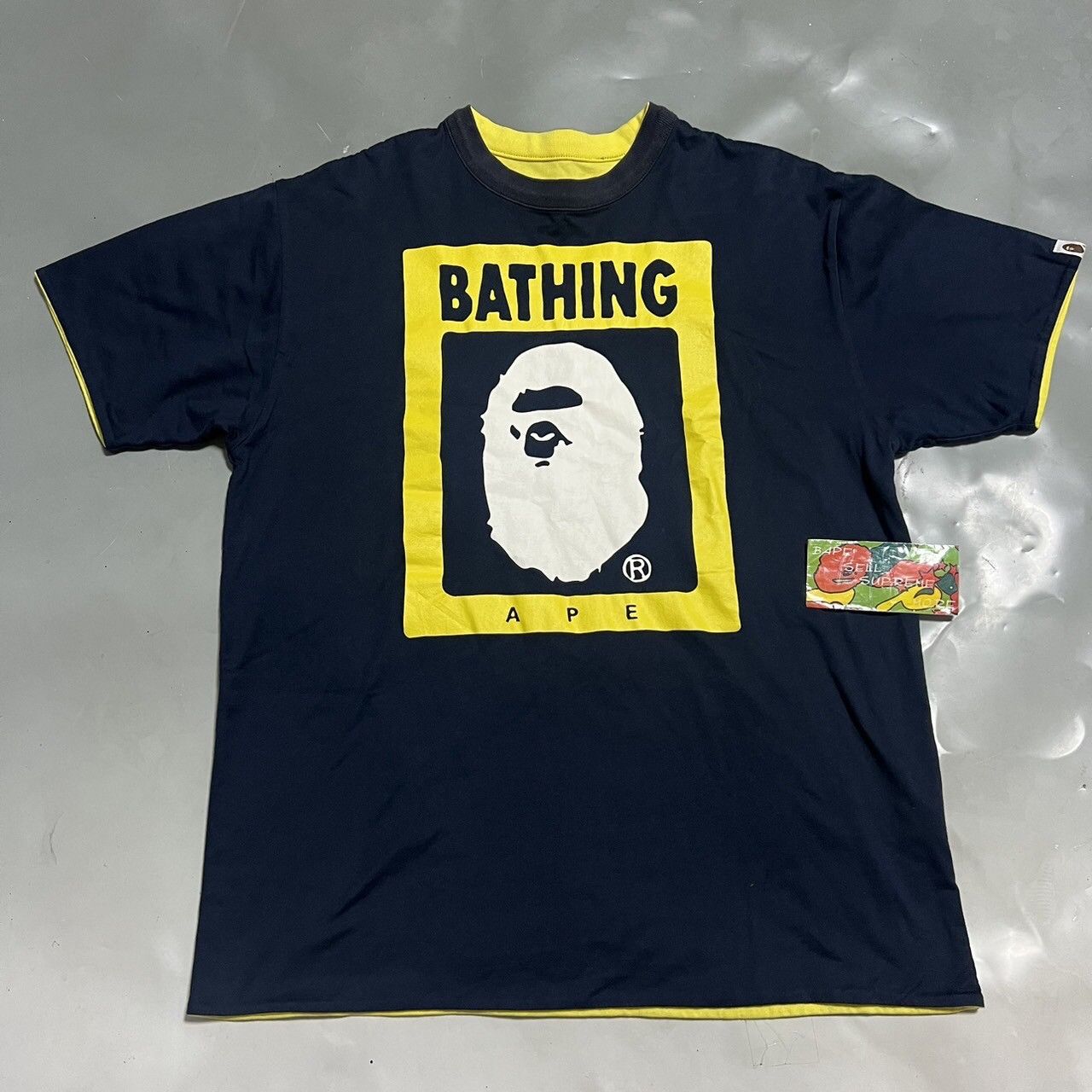 BAPE reversible T-shirts Navy/yellow