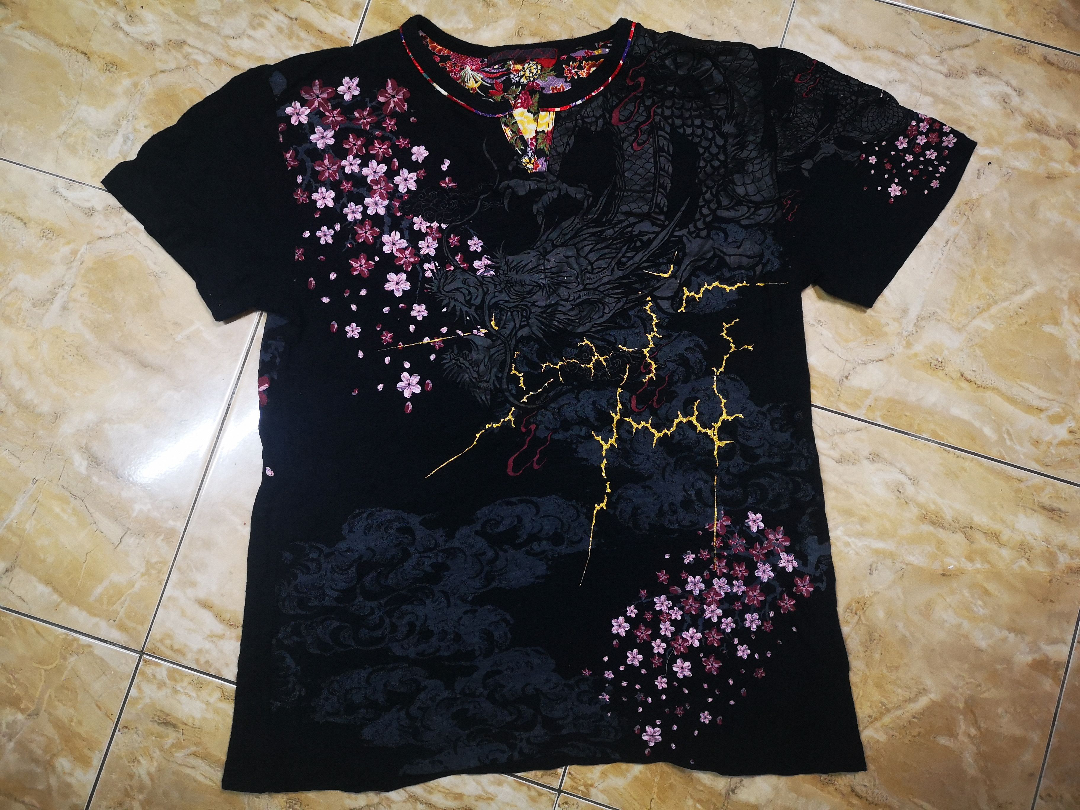 Designer × Japanese Brand Sakura and Dragon Full Printed Shirt Size US L / EU 52-54 / 3 - 3 Thumbnail