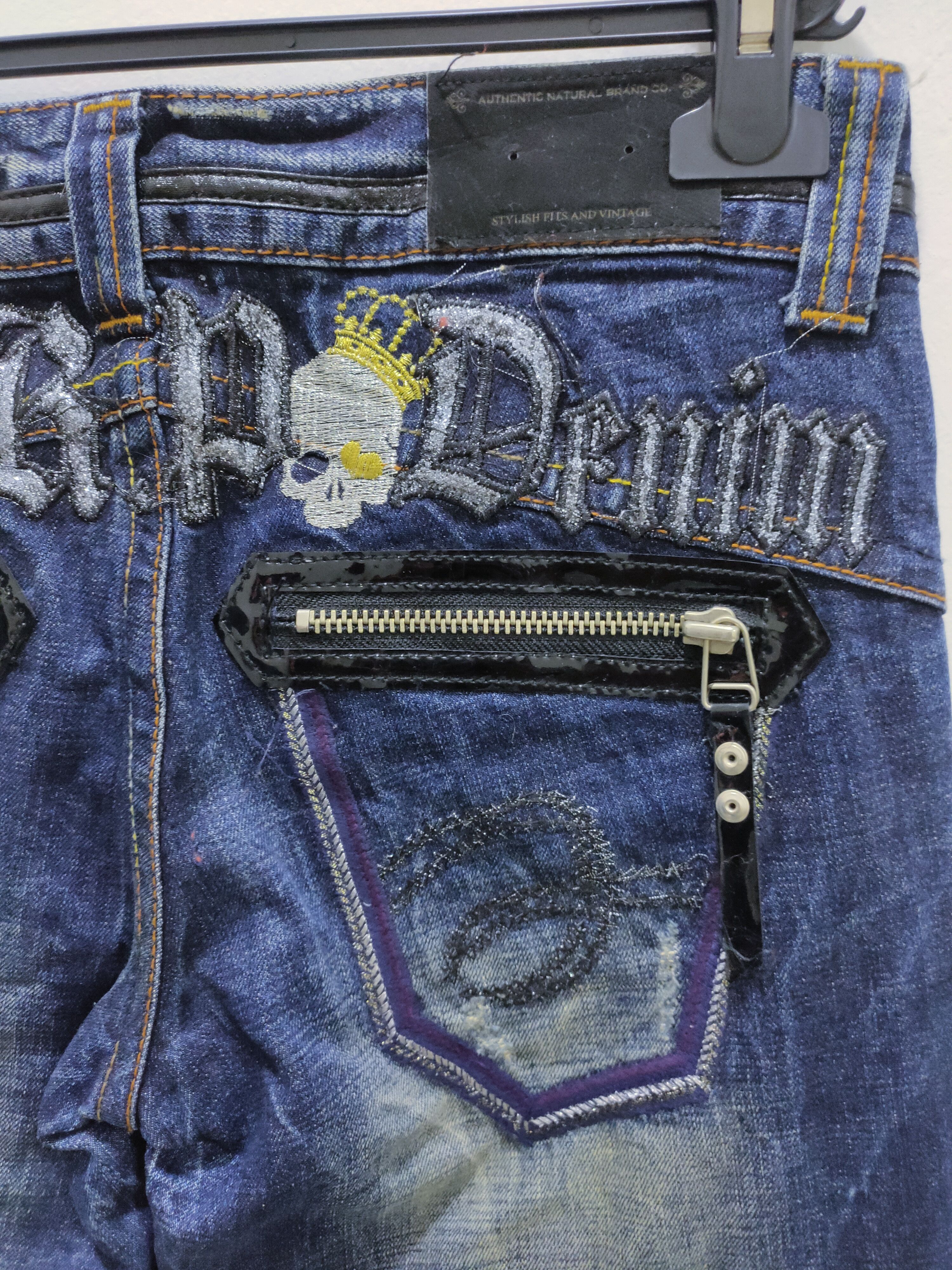 Denim & Co. × Japanese Brand STUDIO R.P Skulls Embroidery Seditionaries Acid Wash Jeans Size 28" / US 6 / IT 42 - 16 Thumbnail