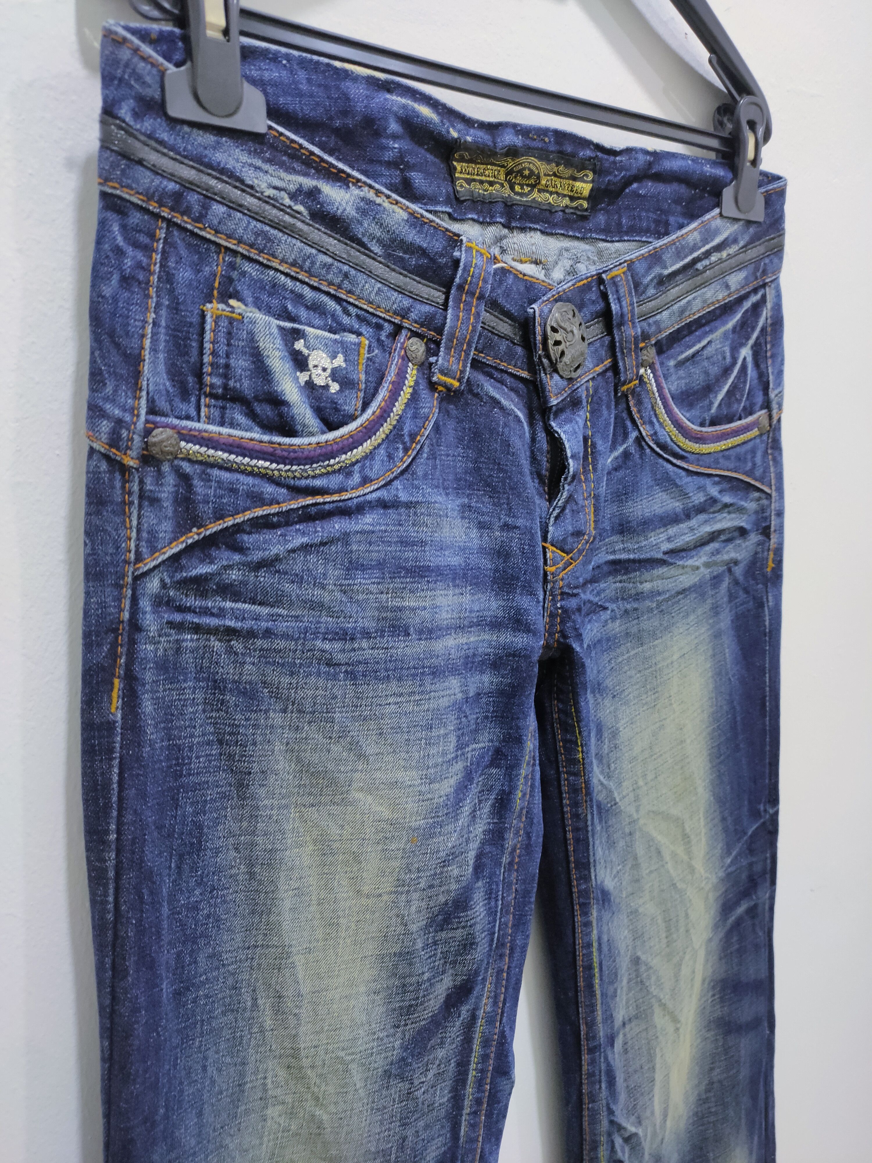 Denim & Co. × Japanese Brand STUDIO R.P Skulls Embroidery Seditionaries Acid Wash Jeans Size 28" / US 6 / IT 42 - 6 Thumbnail