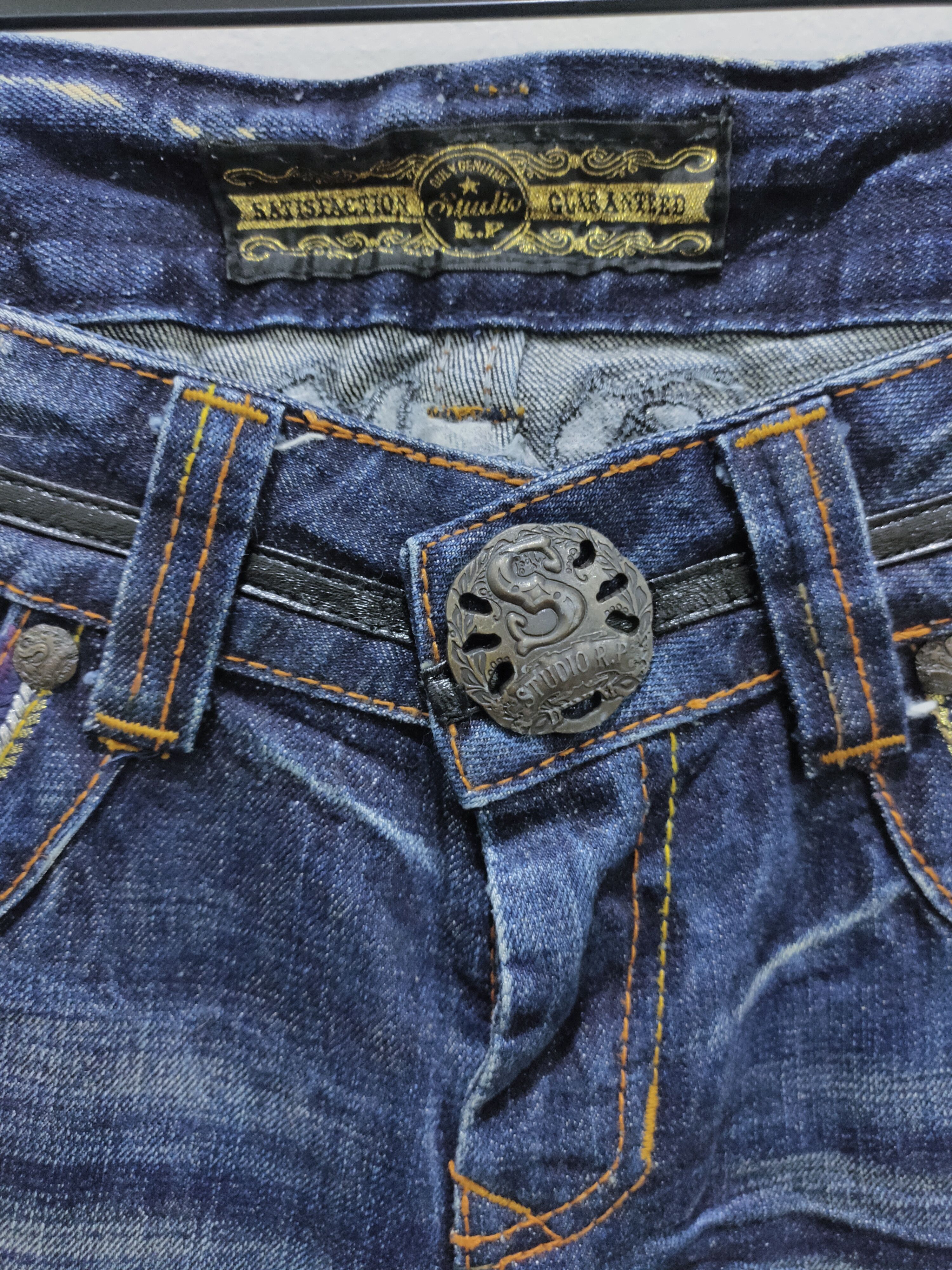 Denim & Co. × Japanese Brand STUDIO R.P Skulls Embroidery Seditionaries Acid Wash Jeans Size 28" / US 6 / IT 42 - 9 Thumbnail