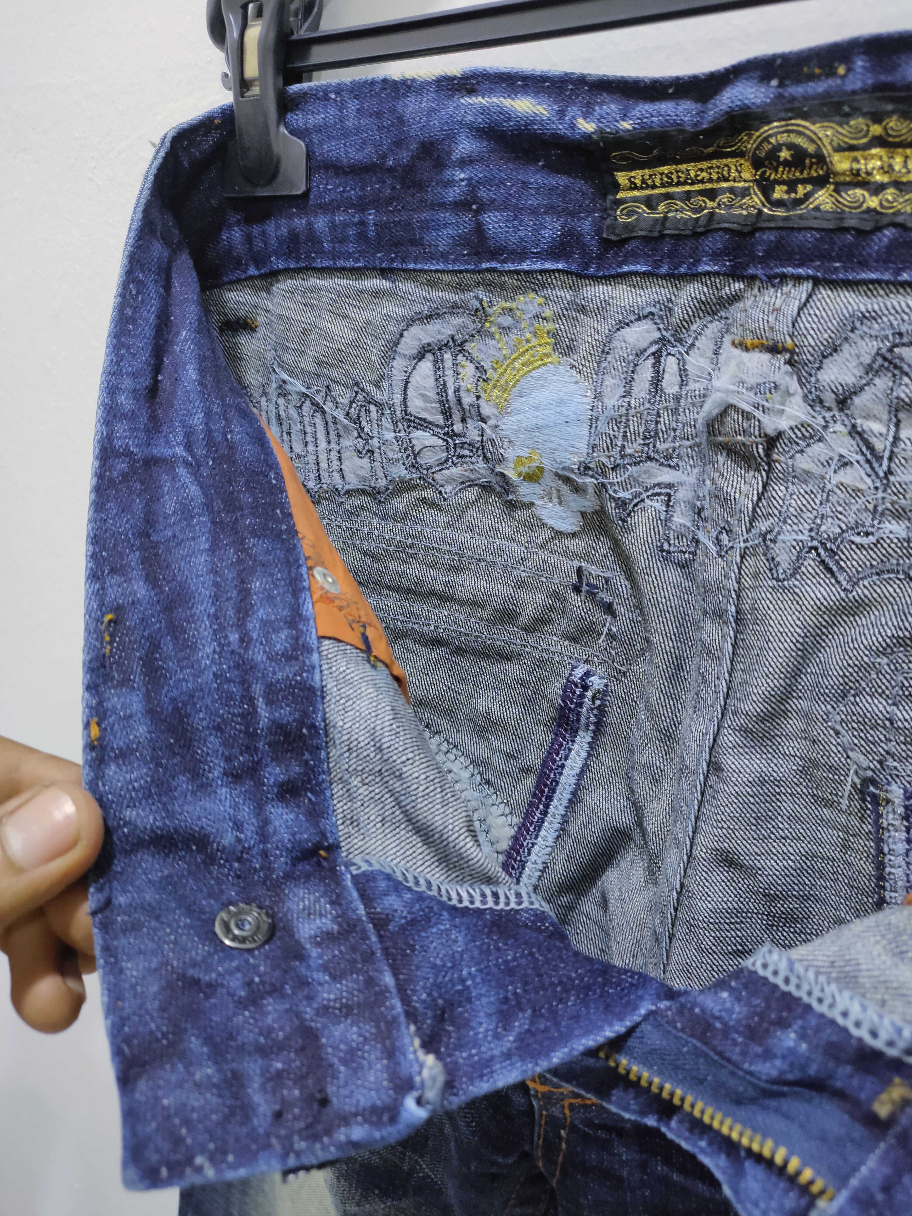 Denim & Co. × Japanese Brand STUDIO R.P Skulls Embroidery Seditionaries Acid Wash Jeans Size 28" / US 6 / IT 42 - 22 Thumbnail