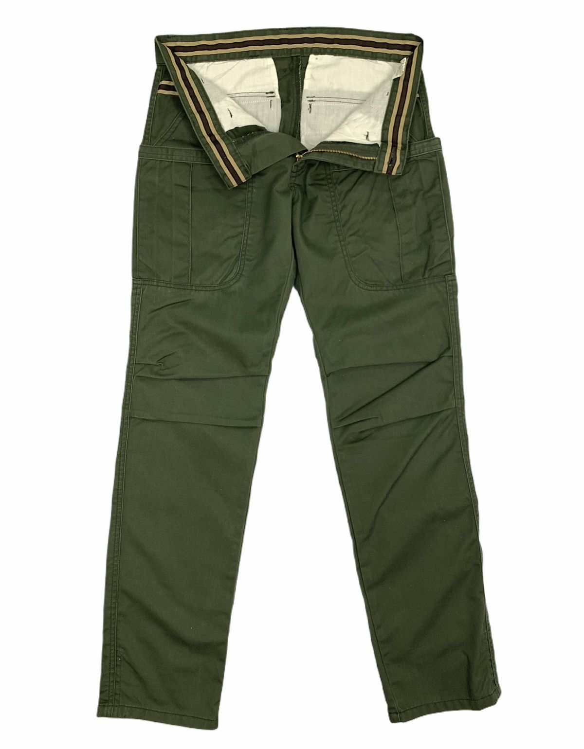 Japanese Brand 6 Pocket Carpenter Double Knee Stripe Waist Cargo Bush Pant Size US 32 / EU 48 - 3 Thumbnail
