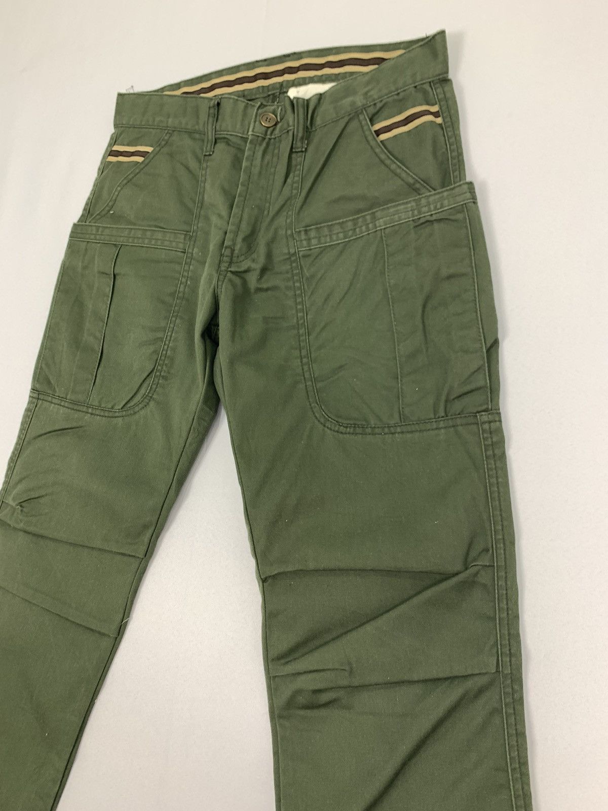 Japanese Brand 6 Pocket Carpenter Double Knee Stripe Waist Cargo Bush Pant Size US 32 / EU 48 - 7 Thumbnail