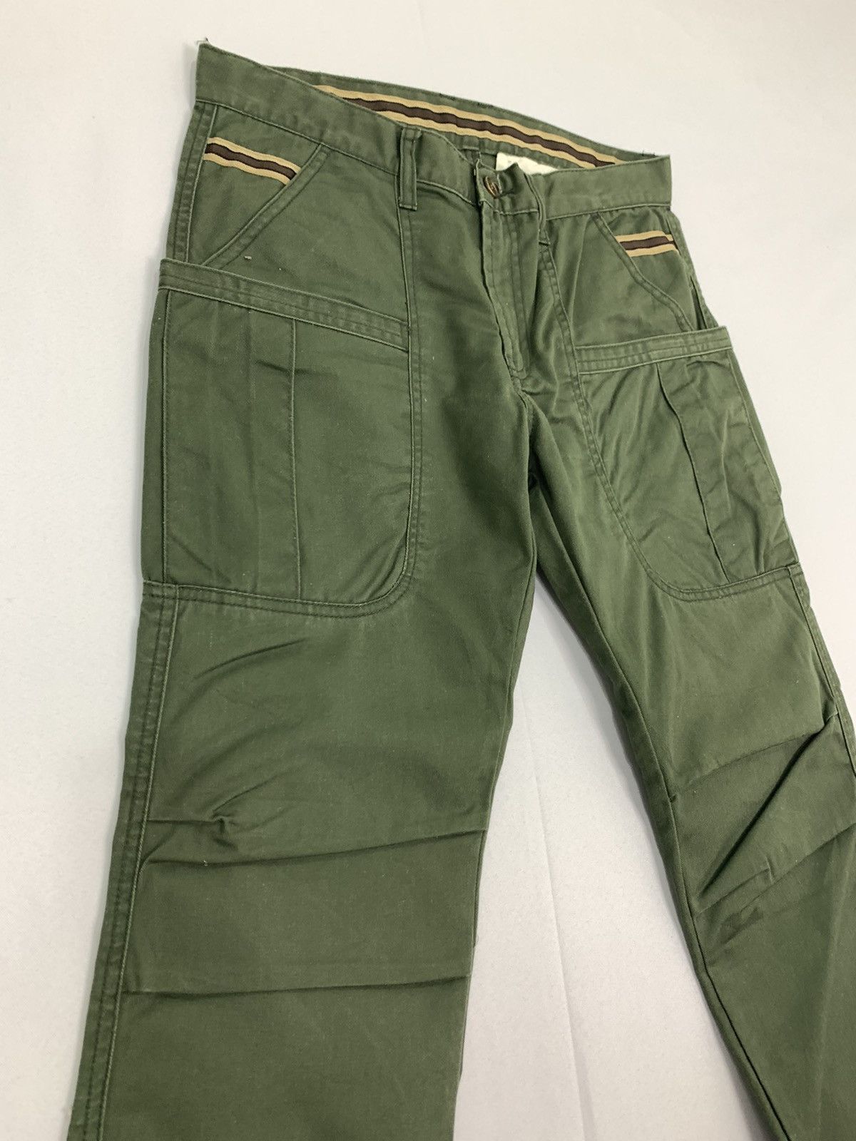 Japanese Brand 6 Pocket Carpenter Double Knee Stripe Waist Cargo Bush Pant Size US 32 / EU 48 - 6 Thumbnail