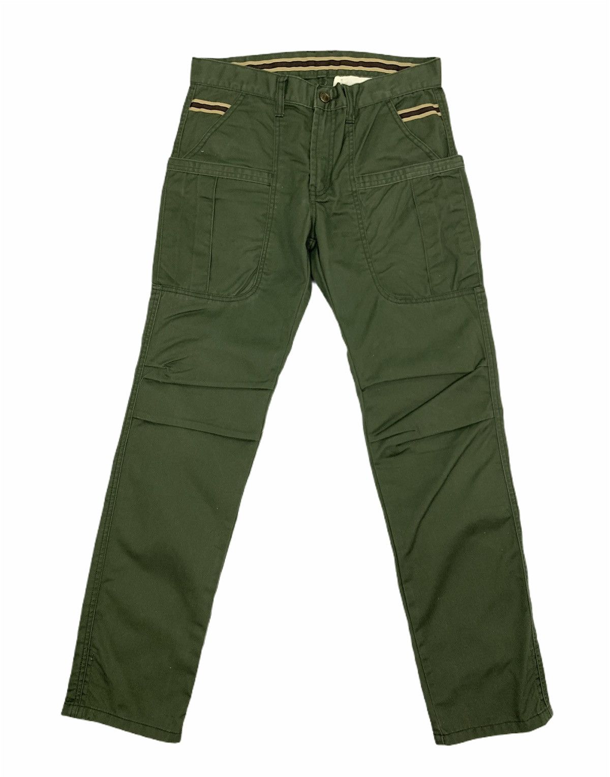 Japanese Brand 6 Pocket Carpenter Double Knee Stripe Waist Cargo Bush Pant Size US 32 / EU 48 - 1 Thumbnail