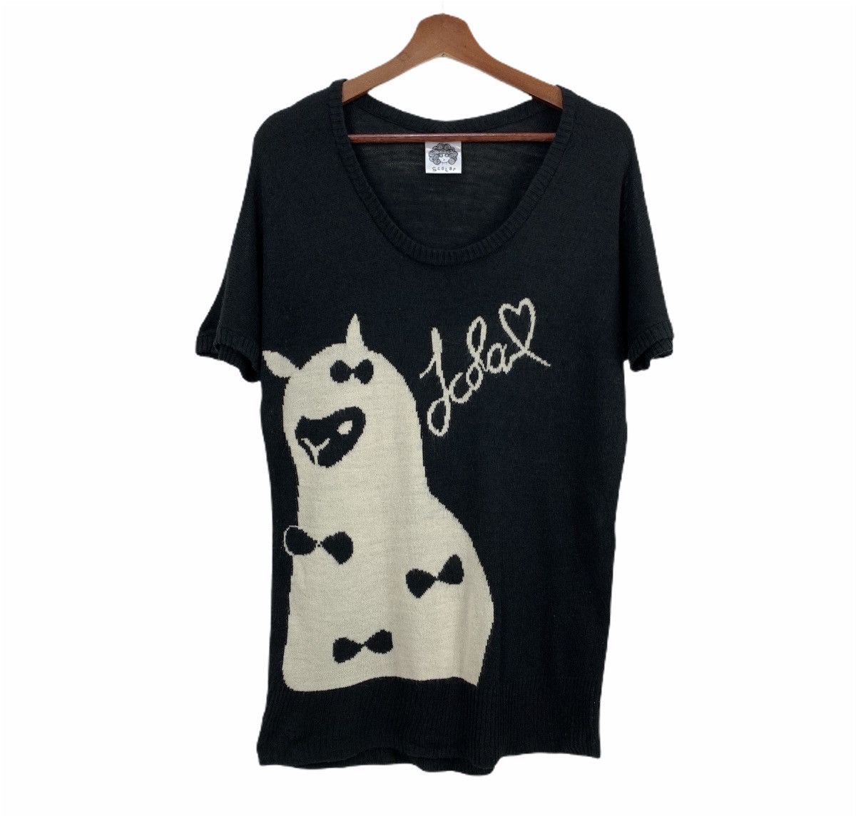 Aran Isles Knitwear × Designer SCOLAR Intarsia Big Logo Pet Animal Graphic Knitwear Tshirt Size S / US 4 / IT 40 - 1 Thumbnail