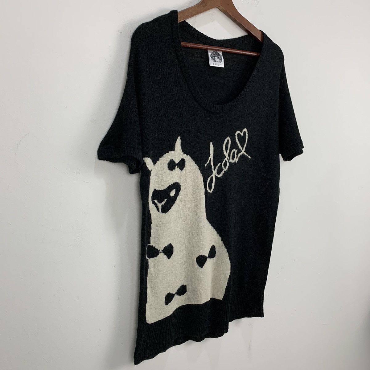 Aran Isles Knitwear × Designer SCOLAR Intarsia Big Logo Pet Animal Graphic Knitwear Tshirt Size S / US 4 / IT 40 - 5 Thumbnail