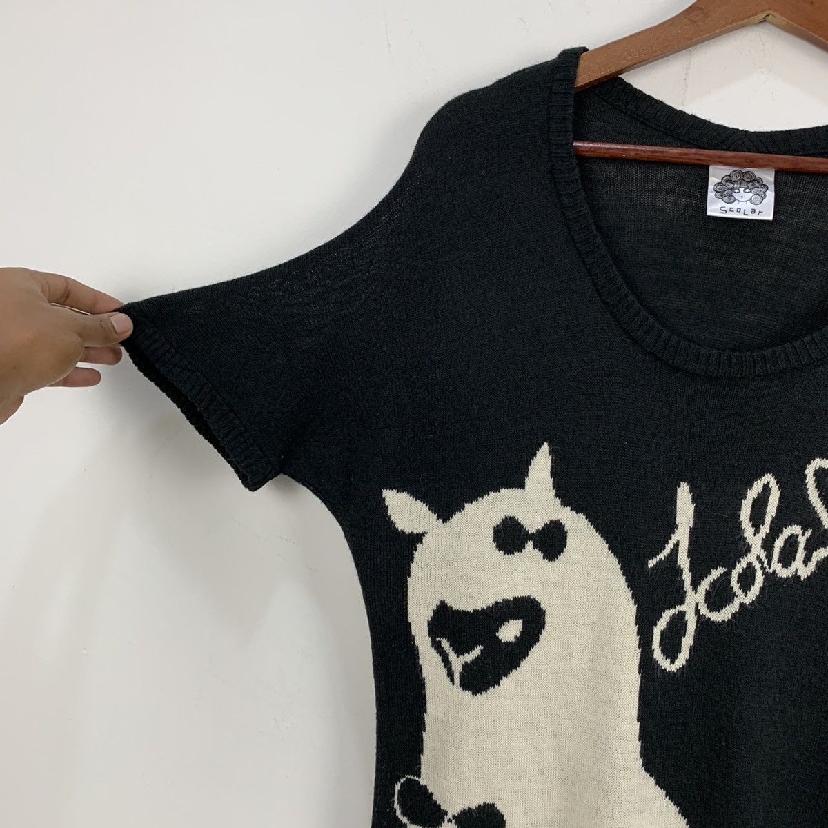 Aran Isles Knitwear × Designer SCOLAR Intarsia Big Logo Pet Animal Graphic Knitwear Tshirt Size S / US 4 / IT 40 - 8 Thumbnail
