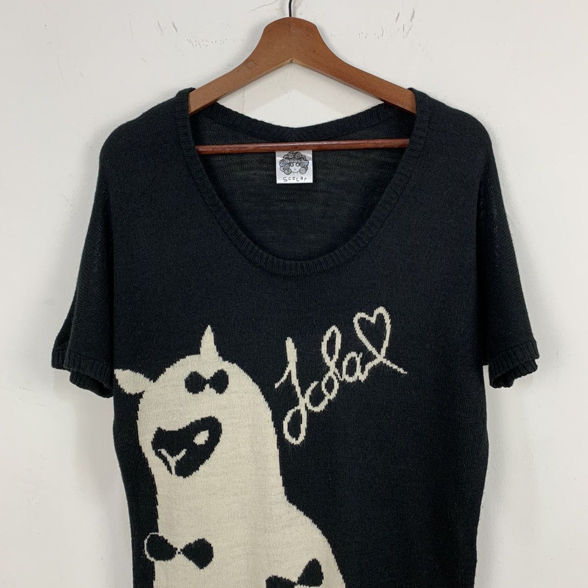 Aran Isles Knitwear × Designer SCOLAR Intarsia Big Logo Pet Animal Graphic Knitwear Tshirt Size S / US 4 / IT 40 - 3 Thumbnail