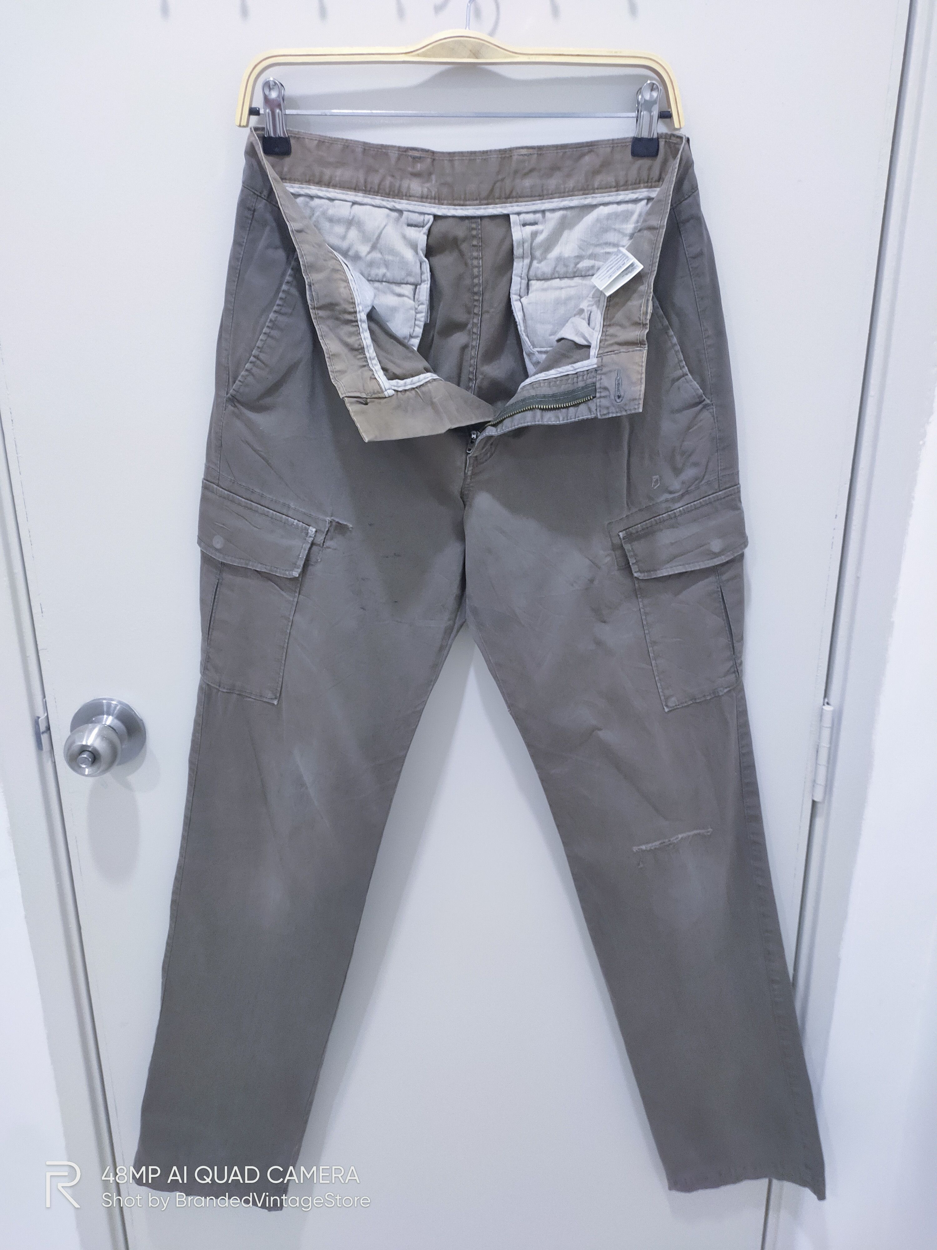 Japanese Brand UNIQLO Hard Cotton Distress Multipocket Utility Cargo Pants Size US 32 / EU 48 - 3 Thumbnail