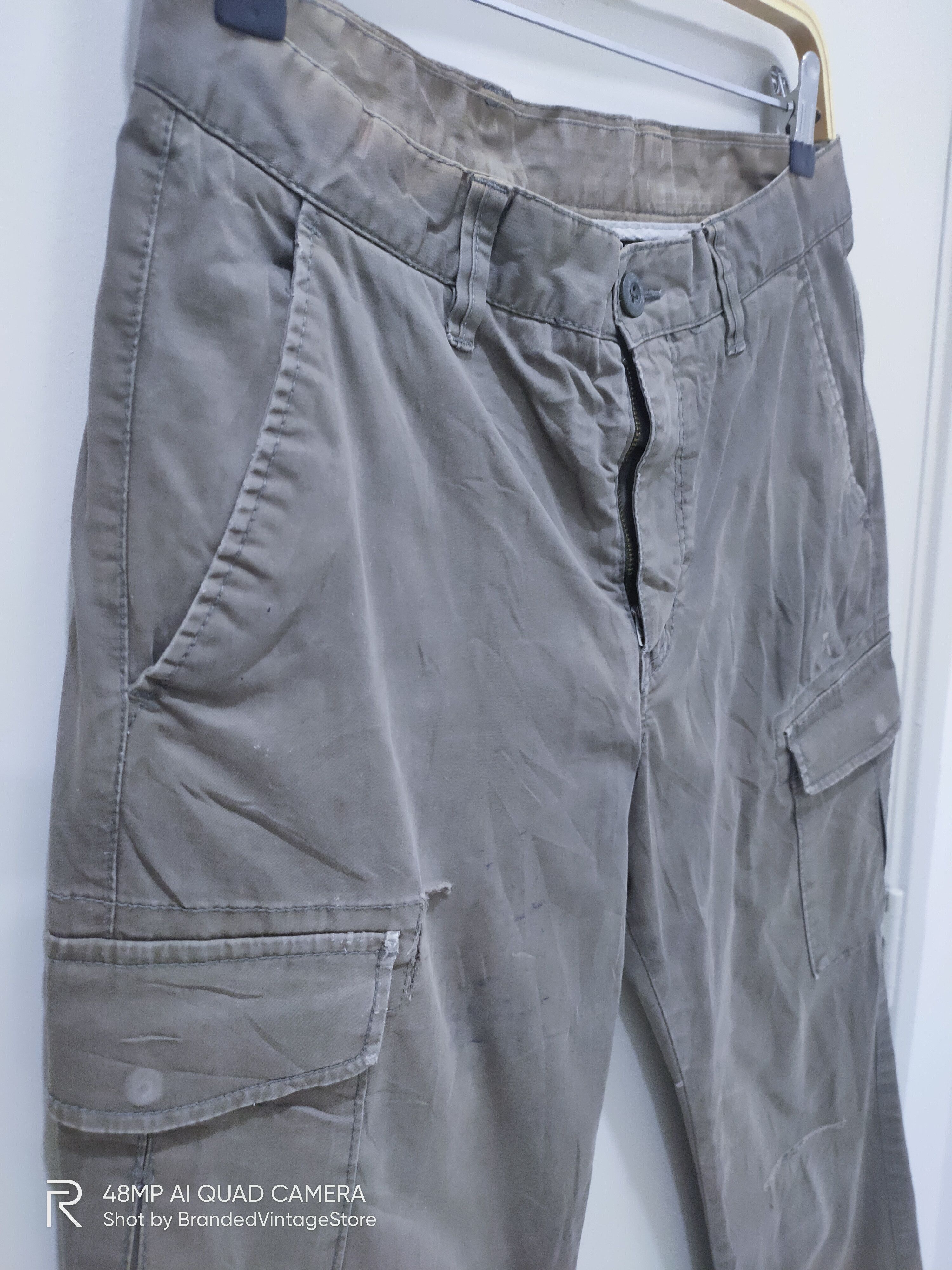 Japanese Brand UNIQLO Hard Cotton Distress Multipocket Utility Cargo Pants Size US 32 / EU 48 - 6 Thumbnail