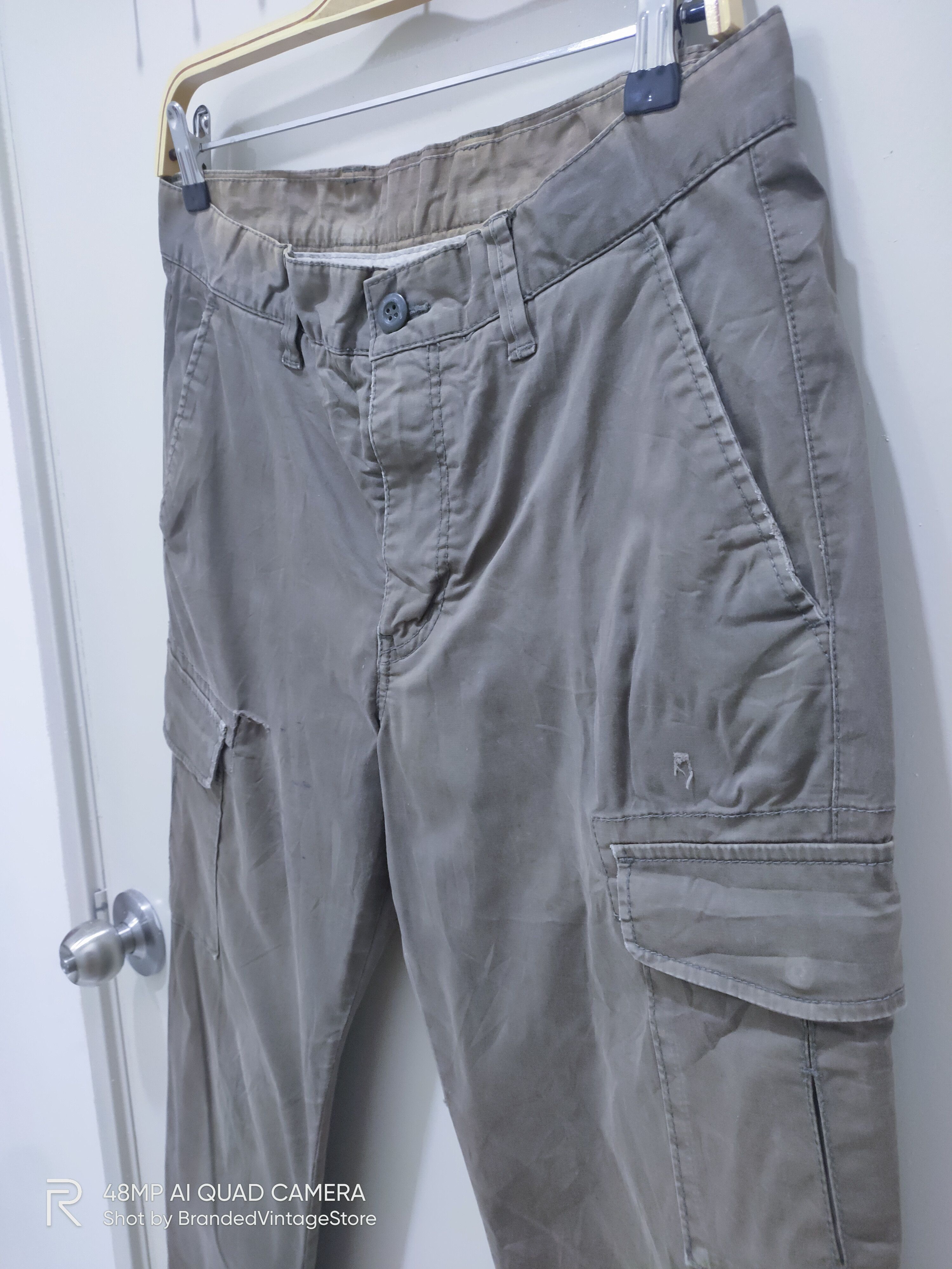 Japanese Brand UNIQLO Hard Cotton Distress Multipocket Utility Cargo Pants Size US 32 / EU 48 - 8 Thumbnail