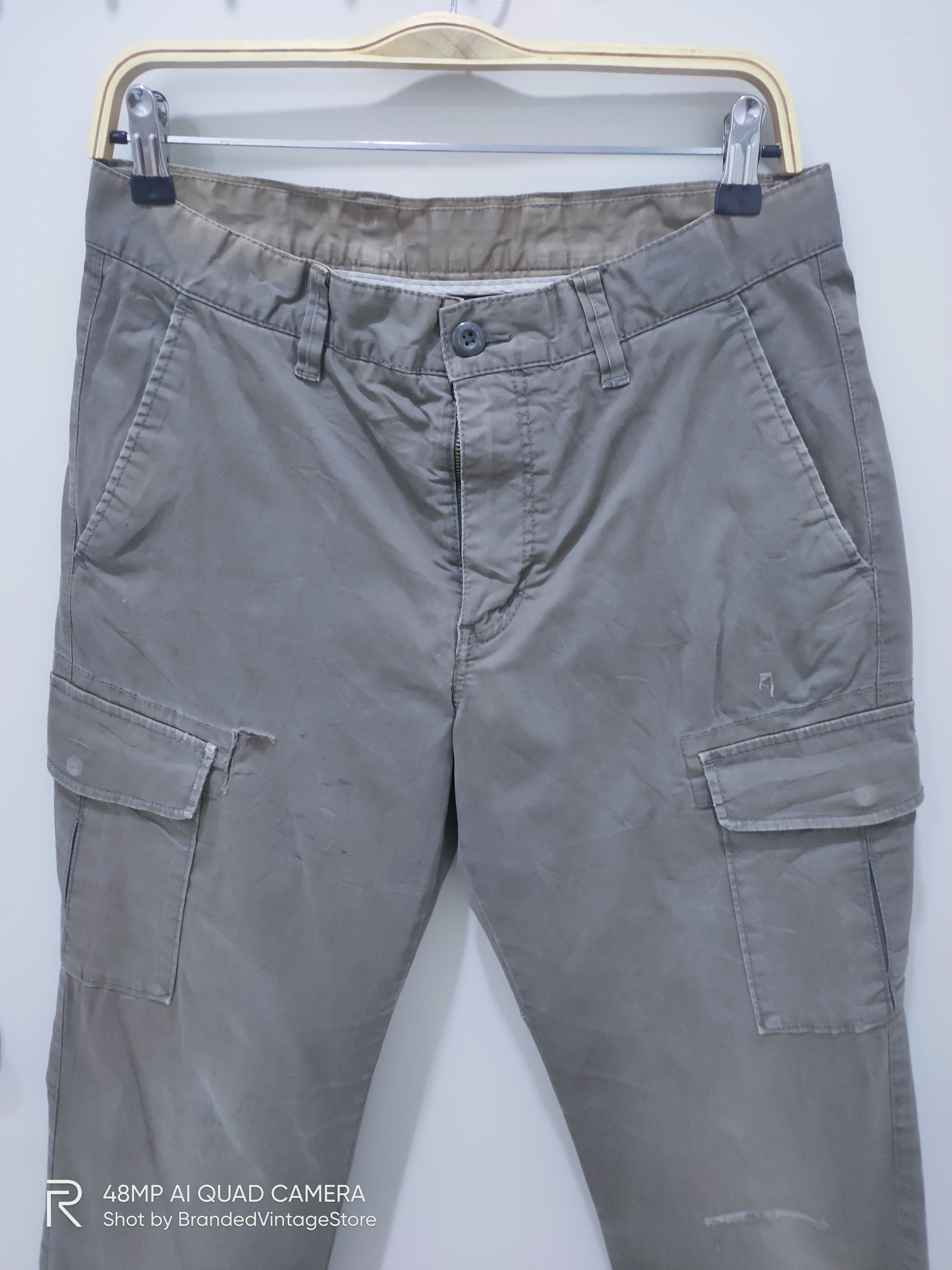 Japanese Brand UNIQLO Hard Cotton Distress Multipocket Utility Cargo Pants Size US 32 / EU 48 - 4 Thumbnail